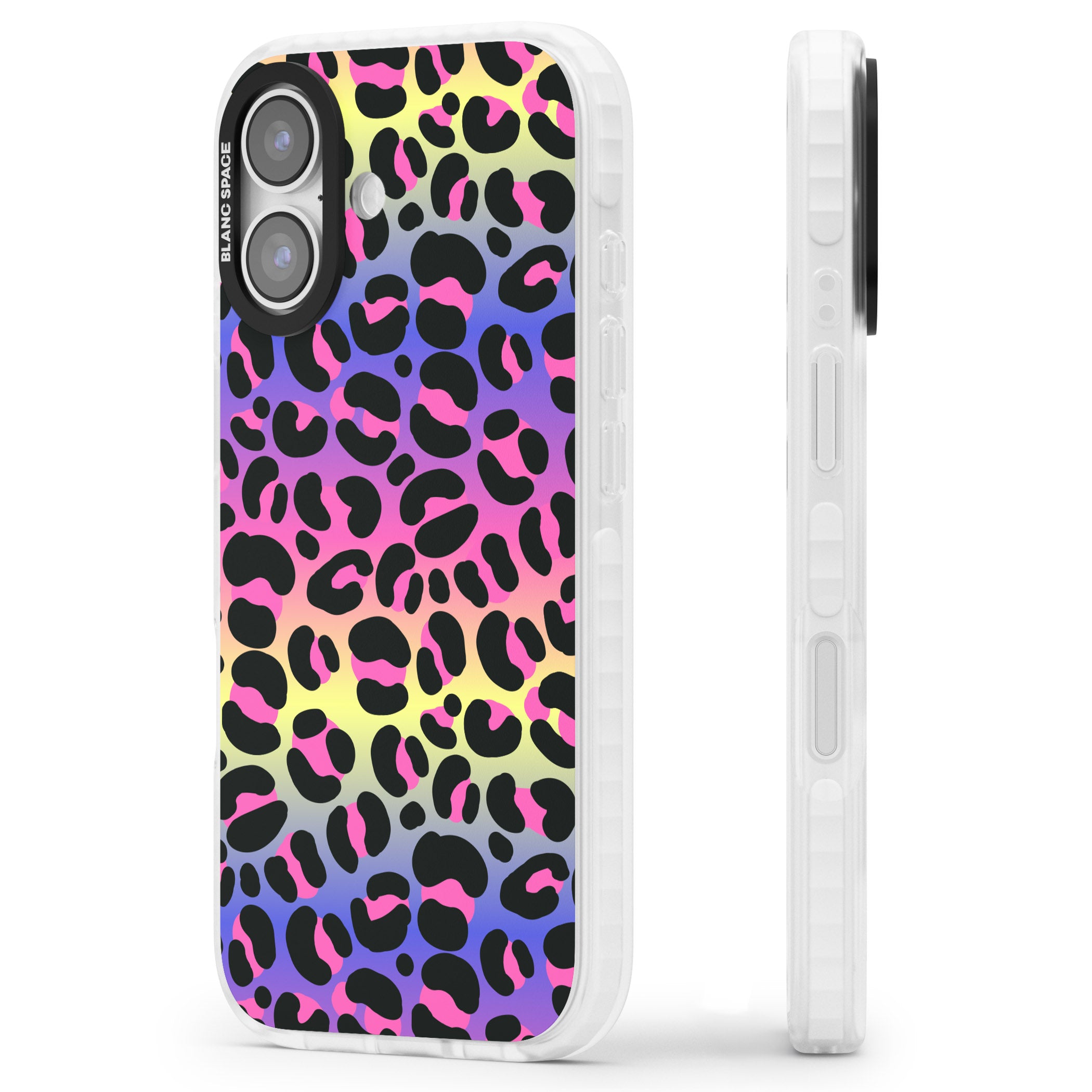 Rainbow Gradient Leopard iPhone 17 Impact Pro Clear Phone Case Side Profile