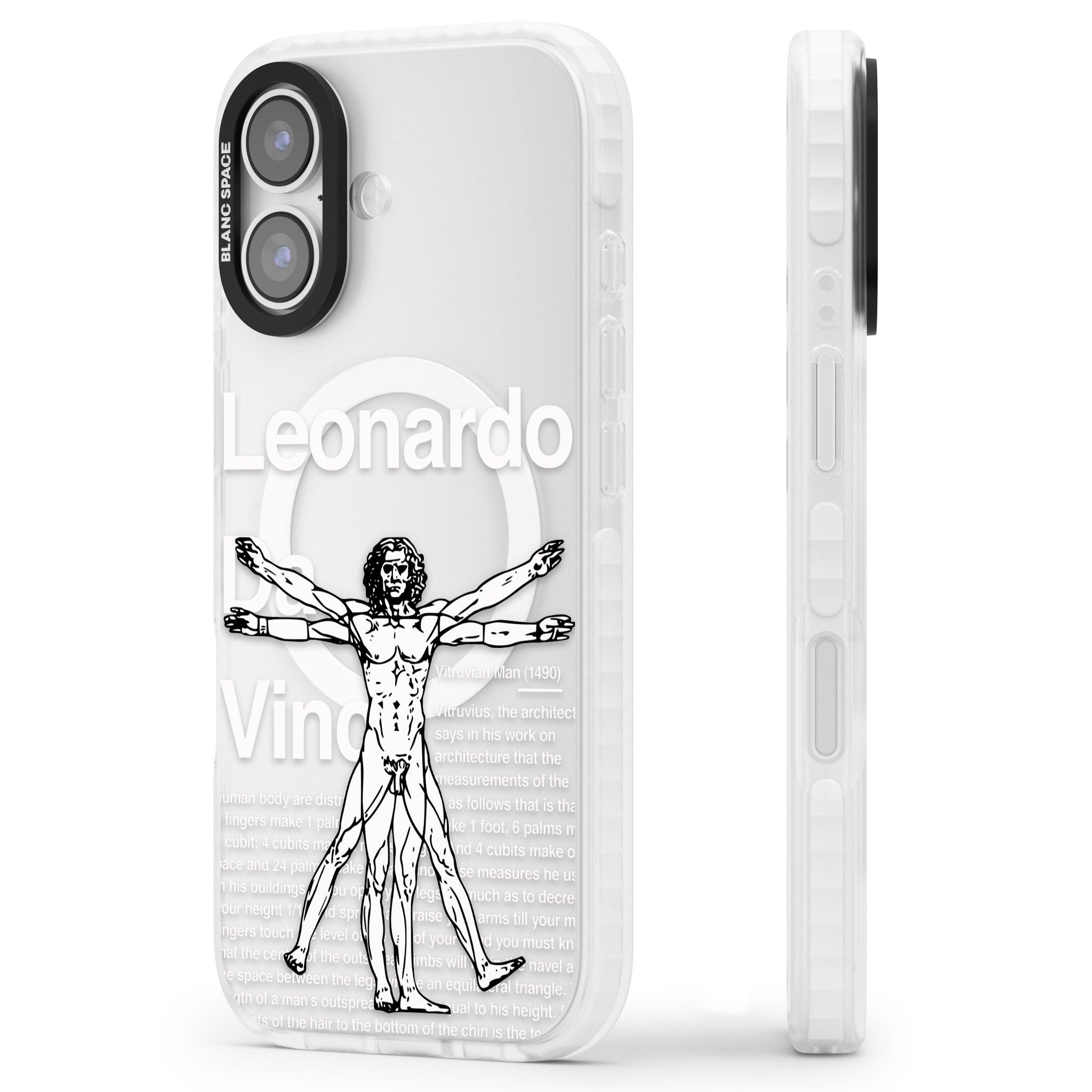 Vitruvian Man iPhone 17 Impact Pro Clear Phone Case Side Profile