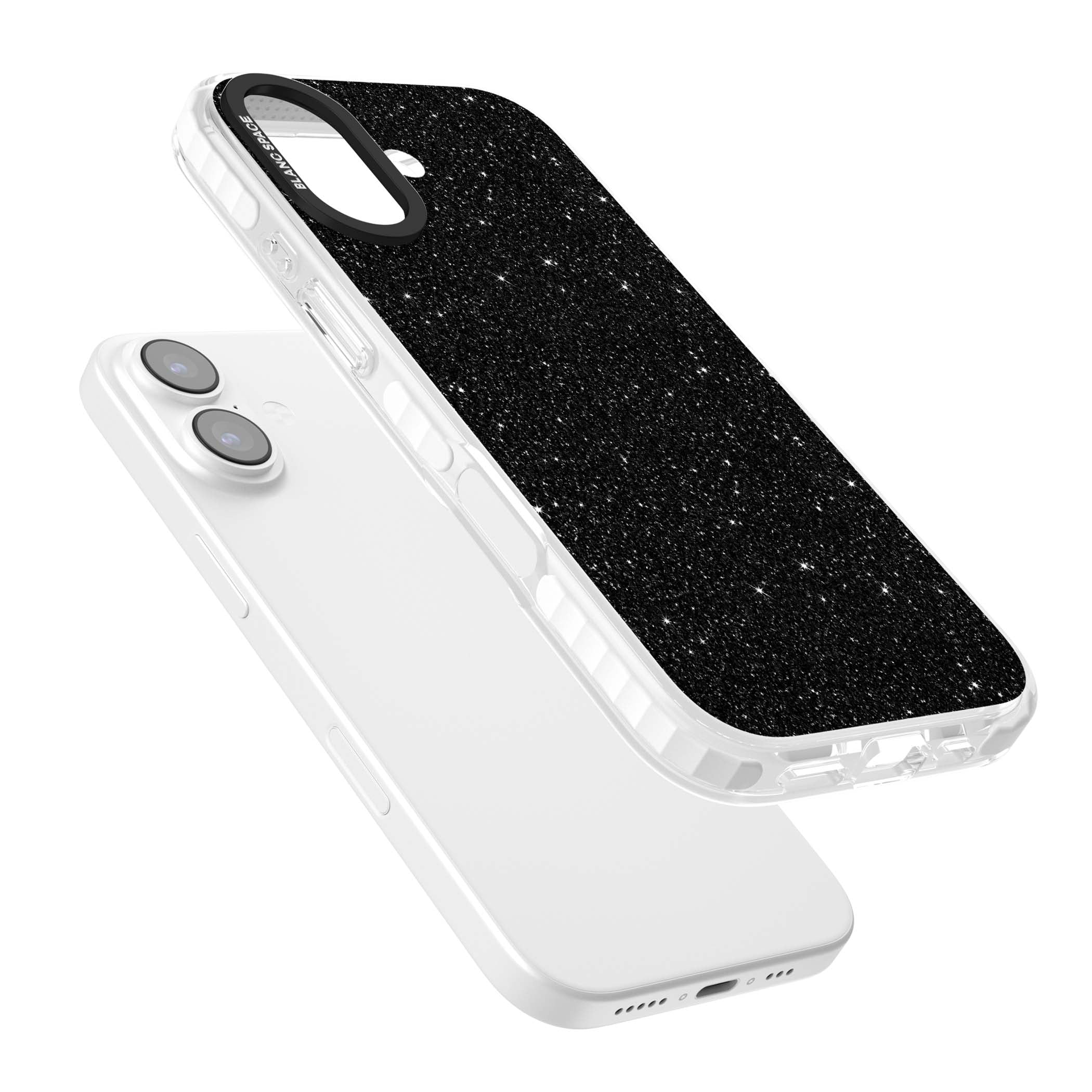 Black Glitter black glitter iPhone case featuring an all-over sparkly shimmer pattern on a jet black base | Impact Magsafe case for iPhone 17