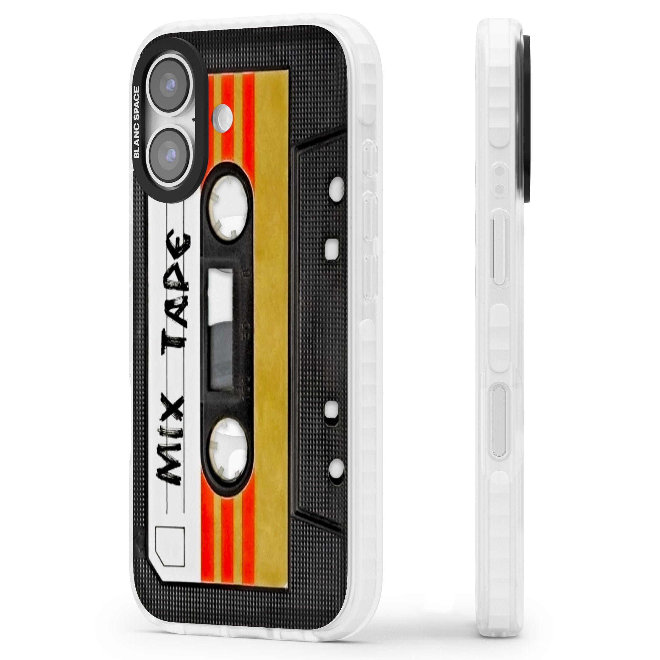 Retro Mix Tape iPhone 17 Impact Pro Clear Phone Case Side Profile