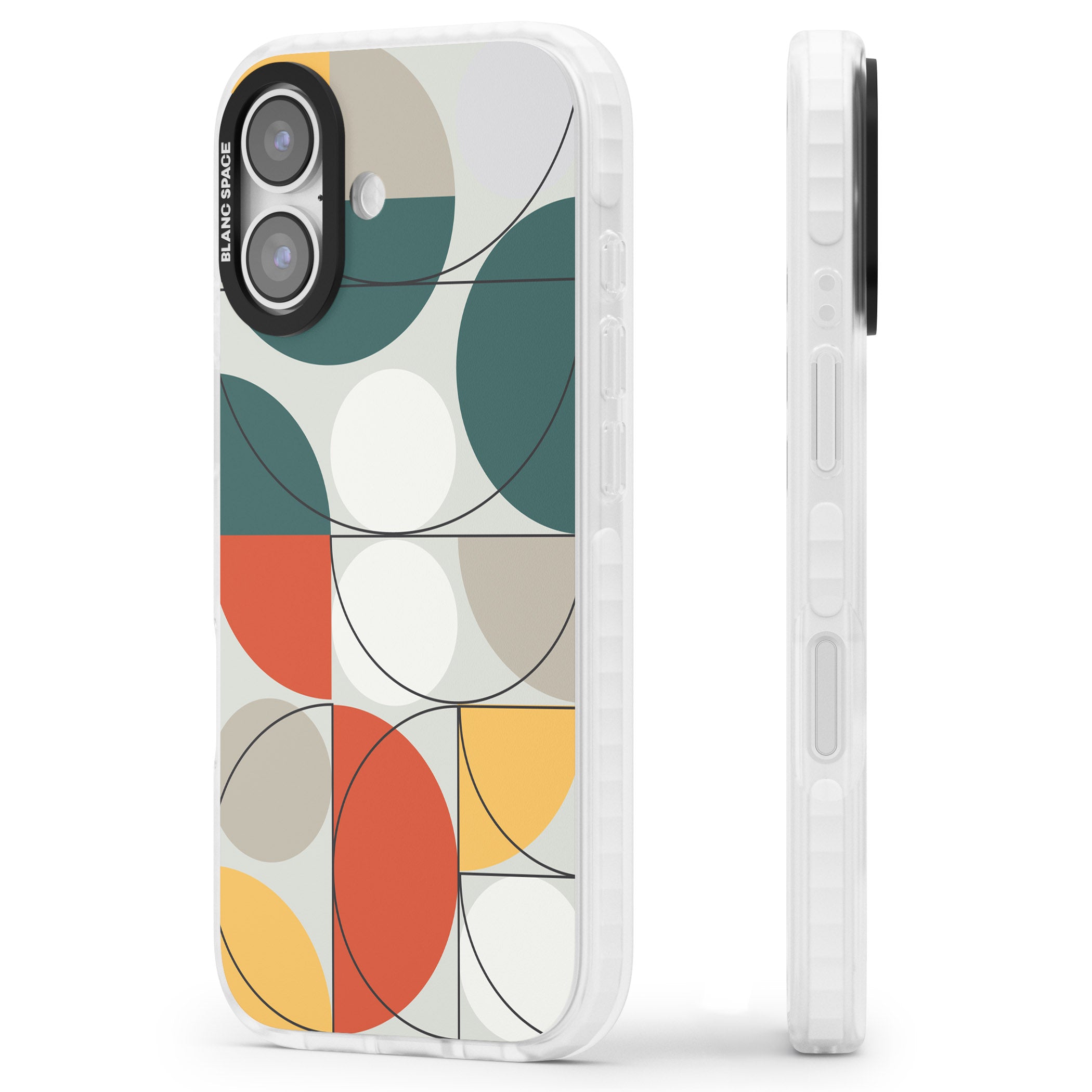 Modern Abstract Circle iPhone 17 Impact Pro Clear Phone Case Side Profile