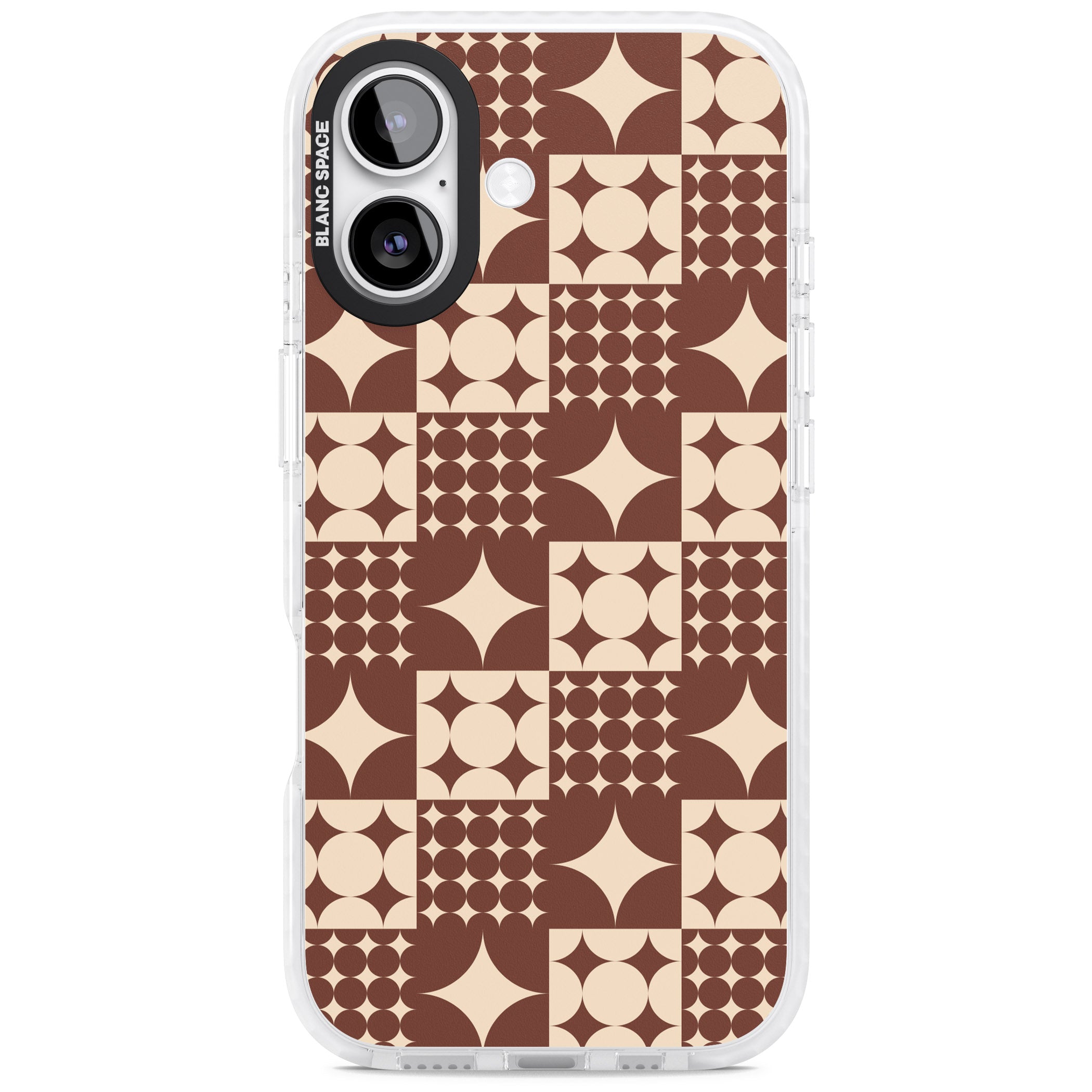 Mid Century Brown Checked iPhone 17 Impact Pro Clear Phone Case