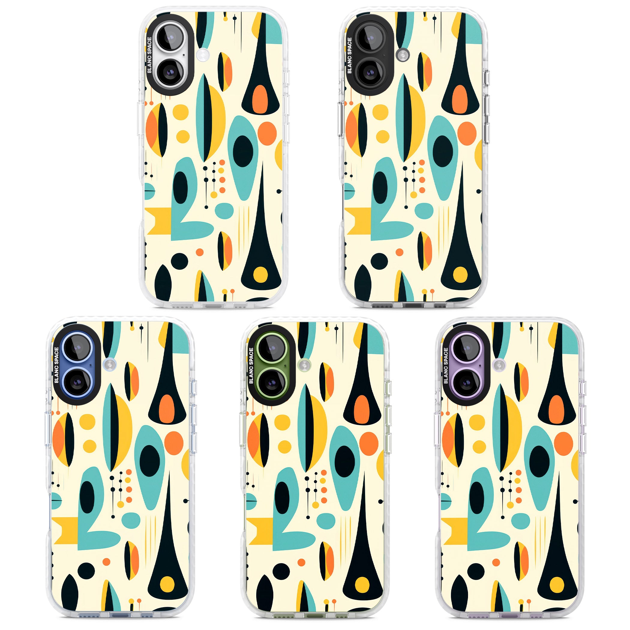 Mid Century Atomic Pattern iPhone 17 Impact Pro Clear Phone Case APT Impact Protection