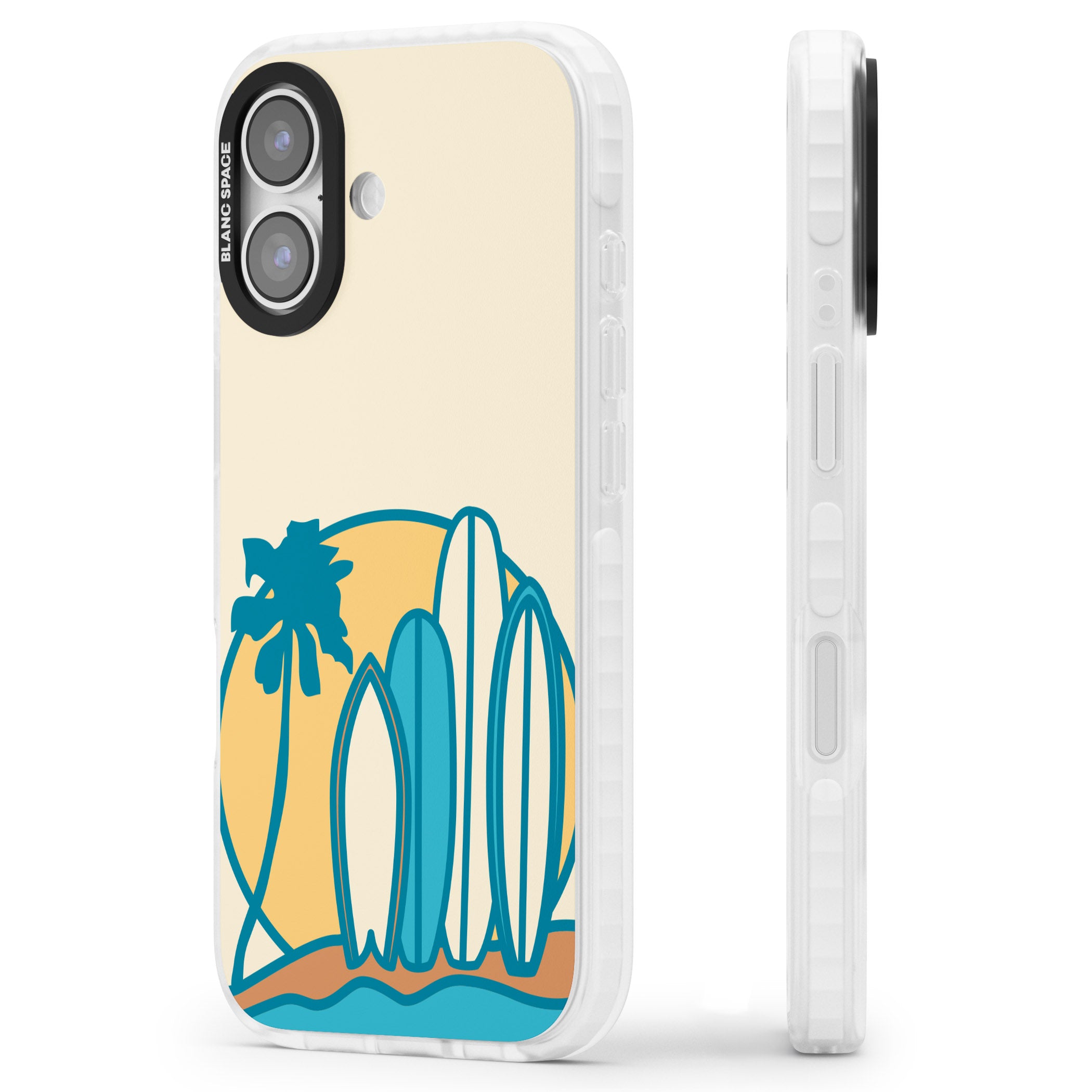 Coastal Surf Vibes iPhone 17 Impact Pro Clear Phone Case Side Profile