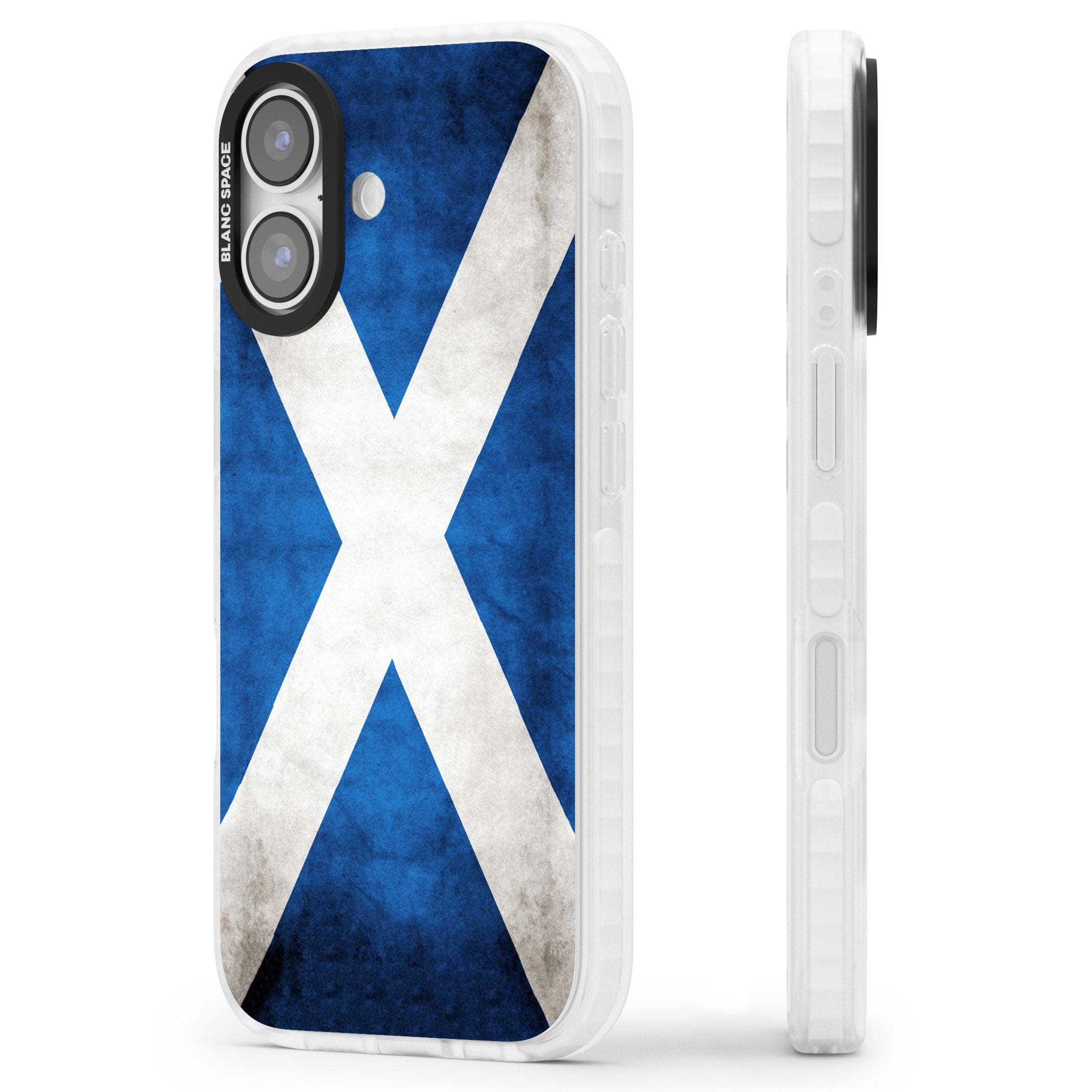 Scotland Saltire Flag iPhone 17 Impact Pro Clear Phone Case Side Profile