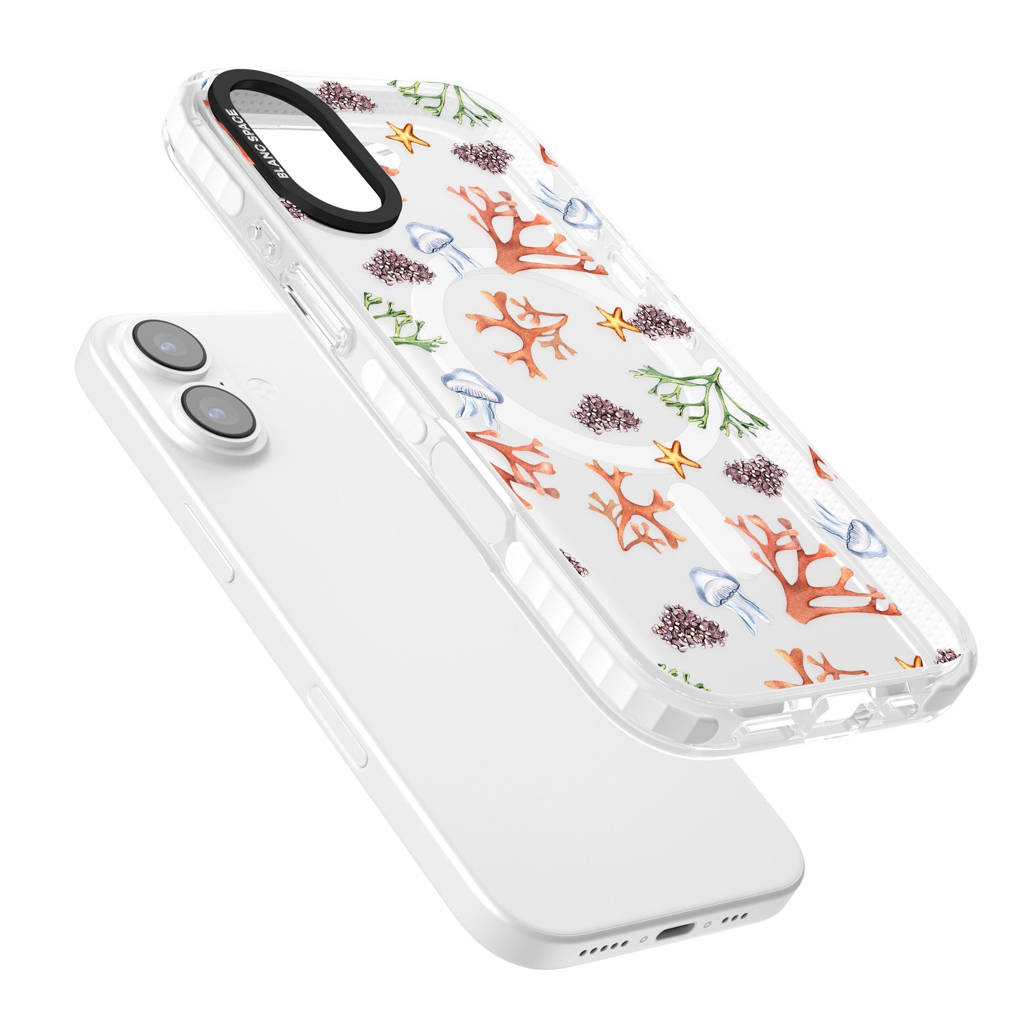 Coral & Jellyfish iPhone 17 Impact Pro Clear Phone Case Colours
