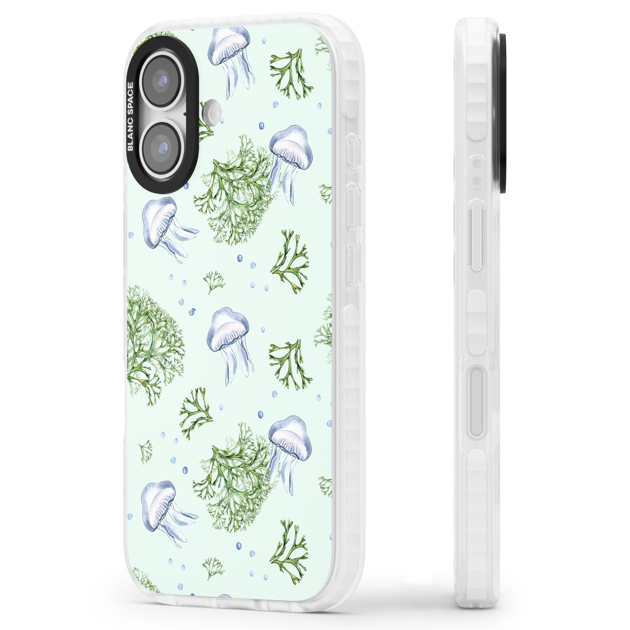 Jellyfish & Seaweed iPhone 17 Impact Pro Clear Phone Case Side Profile