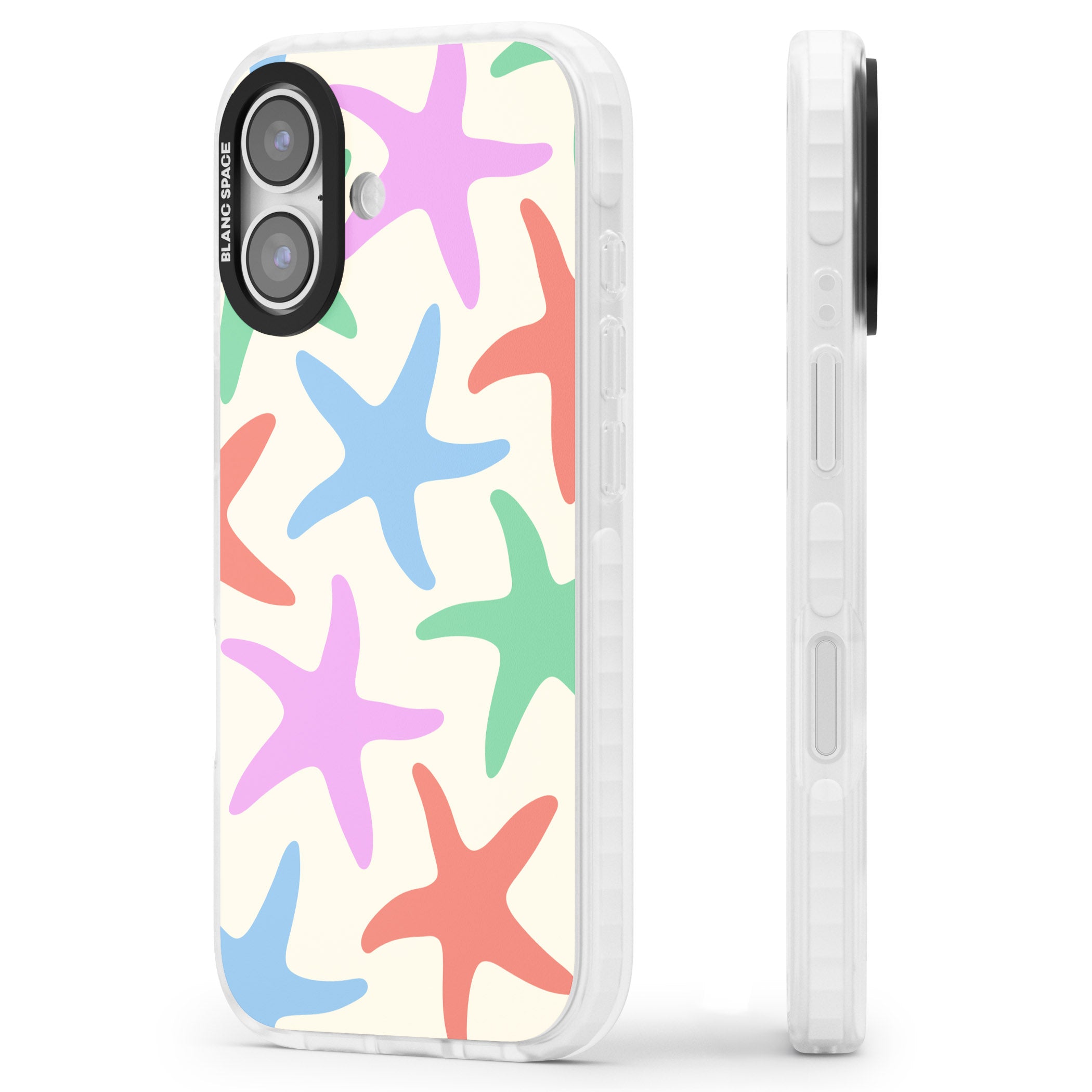 Pastel Starfish iPhone 17 Impact Pro Clear Phone Case Side Profile
