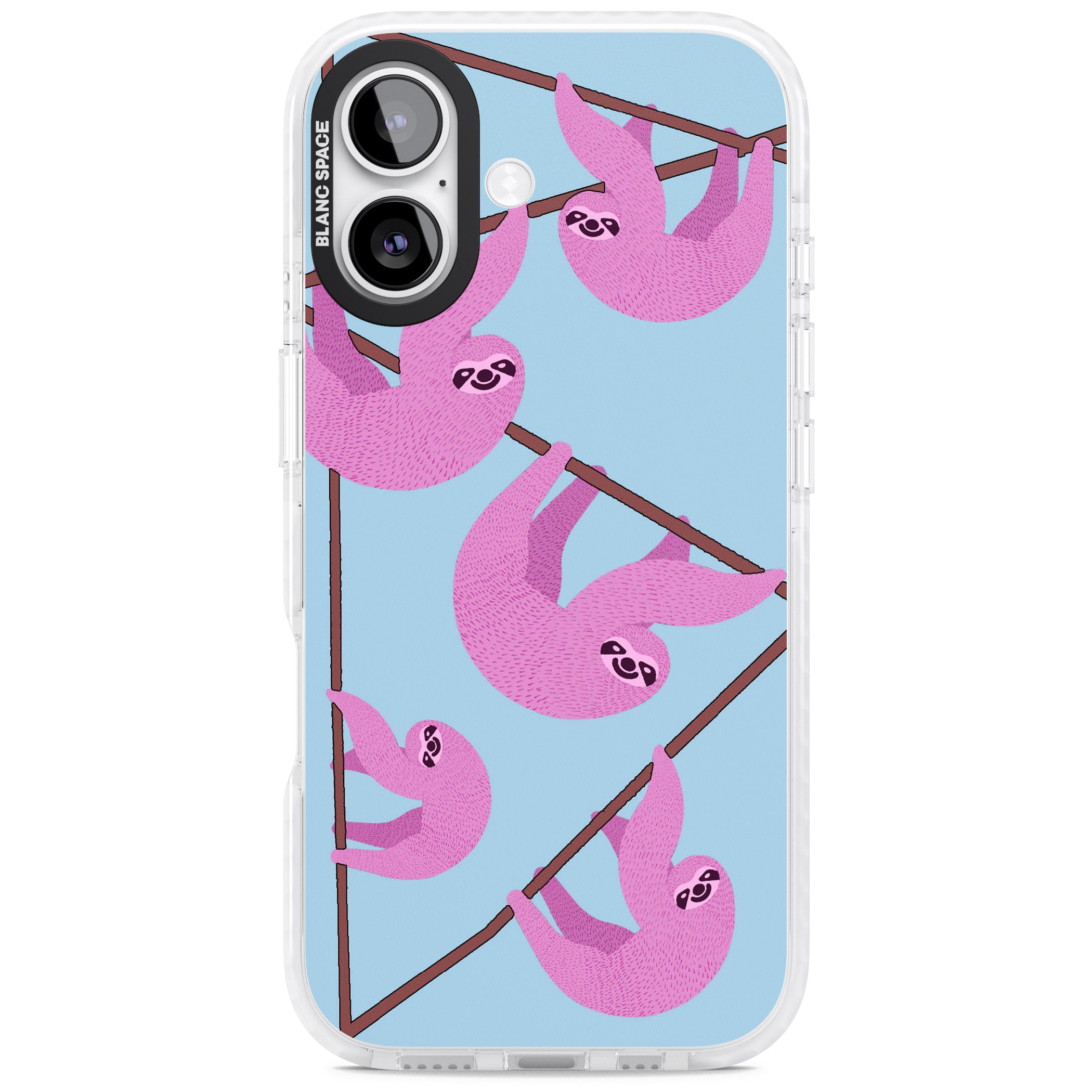 Pink Sloth iPhone 17 Impact Pro Clear Phone Case