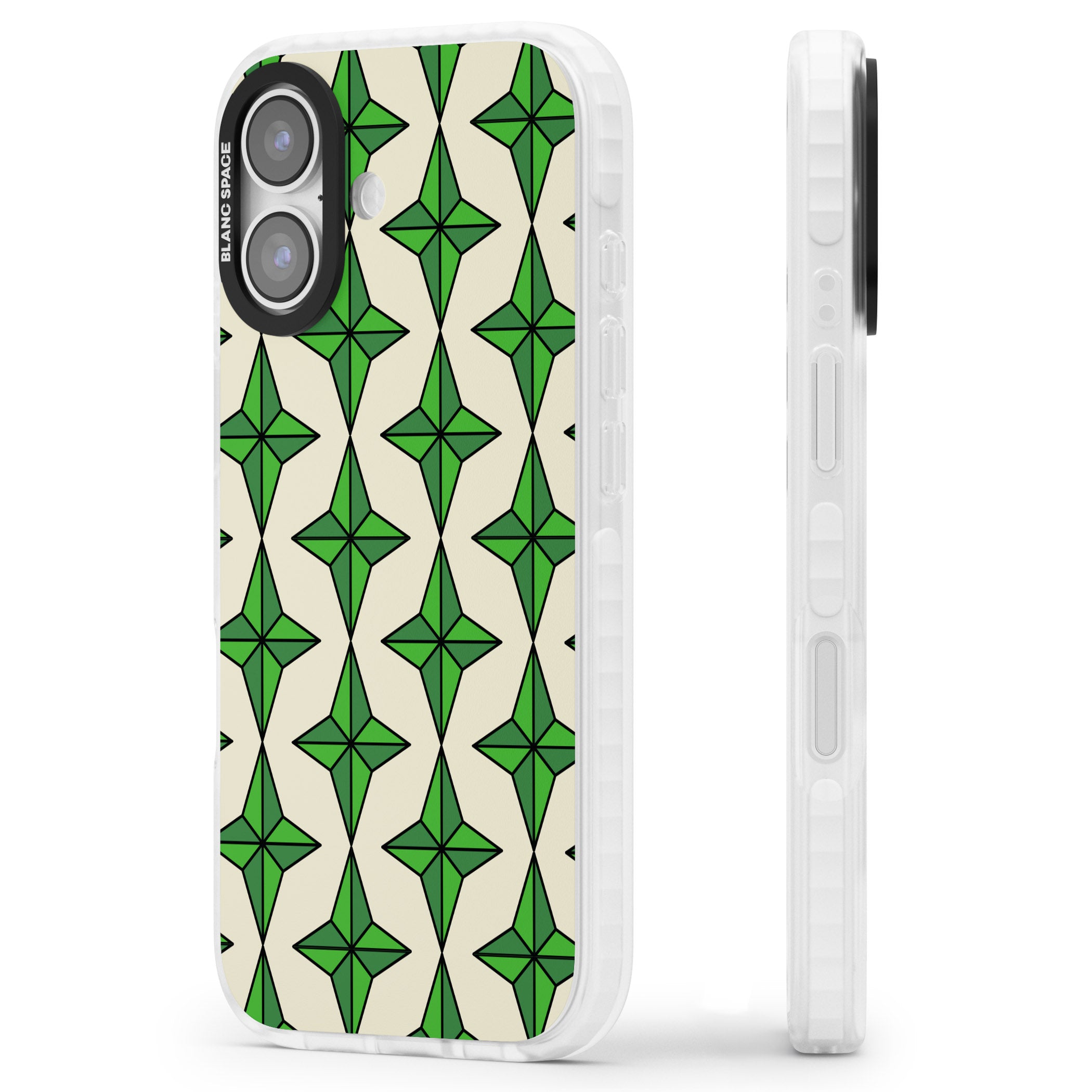 Emerald Stars Pattern iPhone 17 Impact Pro Clear Phone Case Side Profile