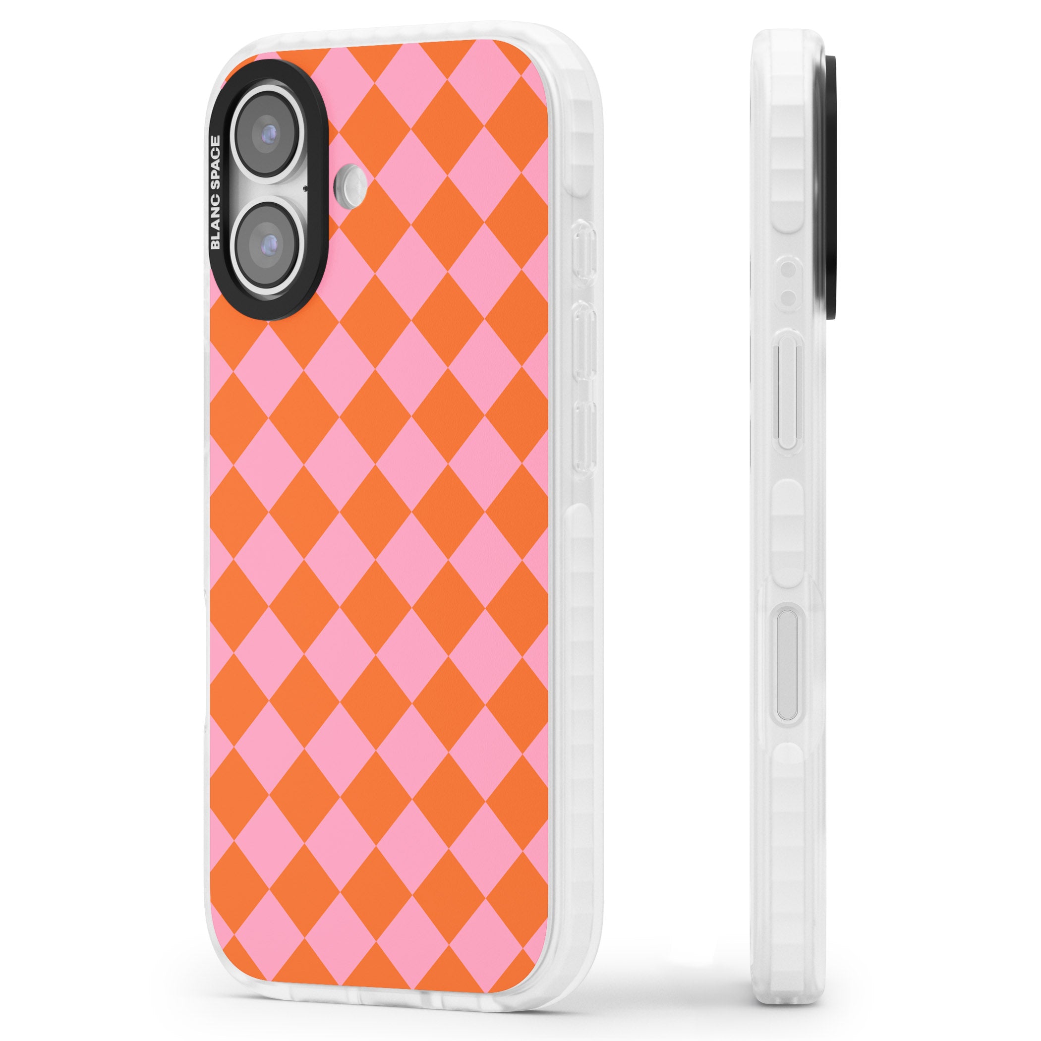 Retro Sunset Diamond Plaid iPhone 17 Impact Pro Clear Phone Case Side Profile