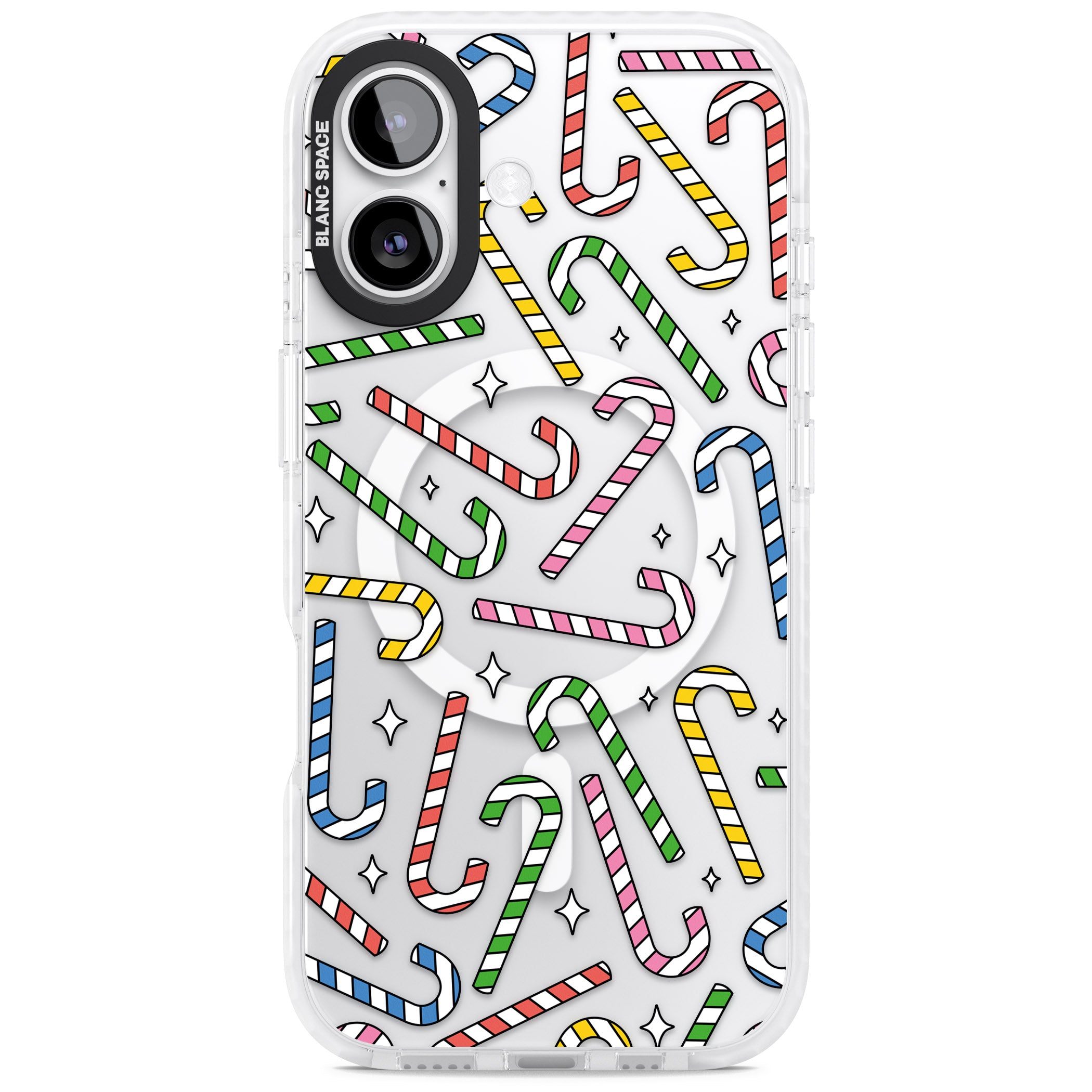 Colourful Stars & Candy Canes iPhone 17 Impact Pro Clear Phone Case