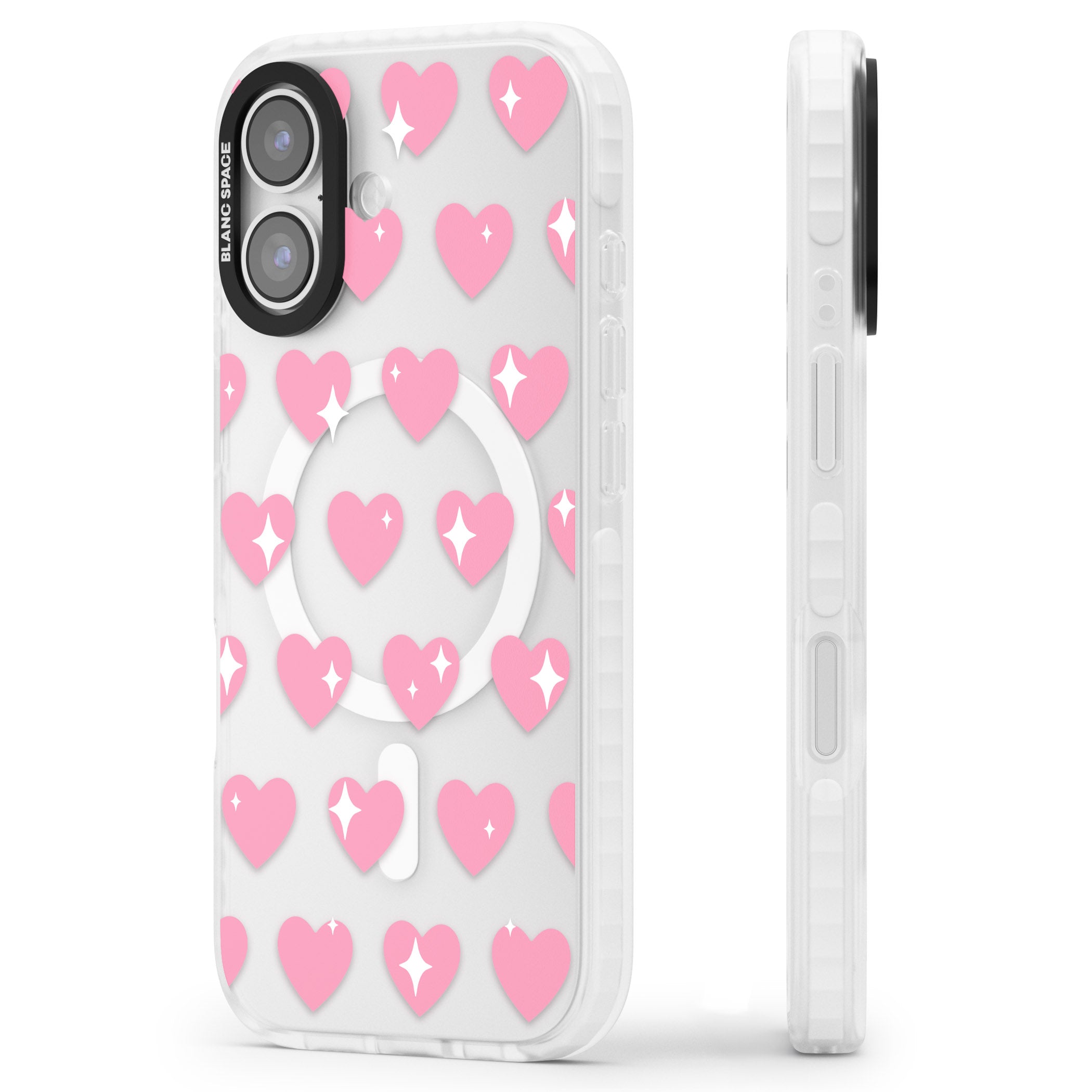 Sweet Hearts iPhone 17 Impact Pro Clear Phone Case Side Profile