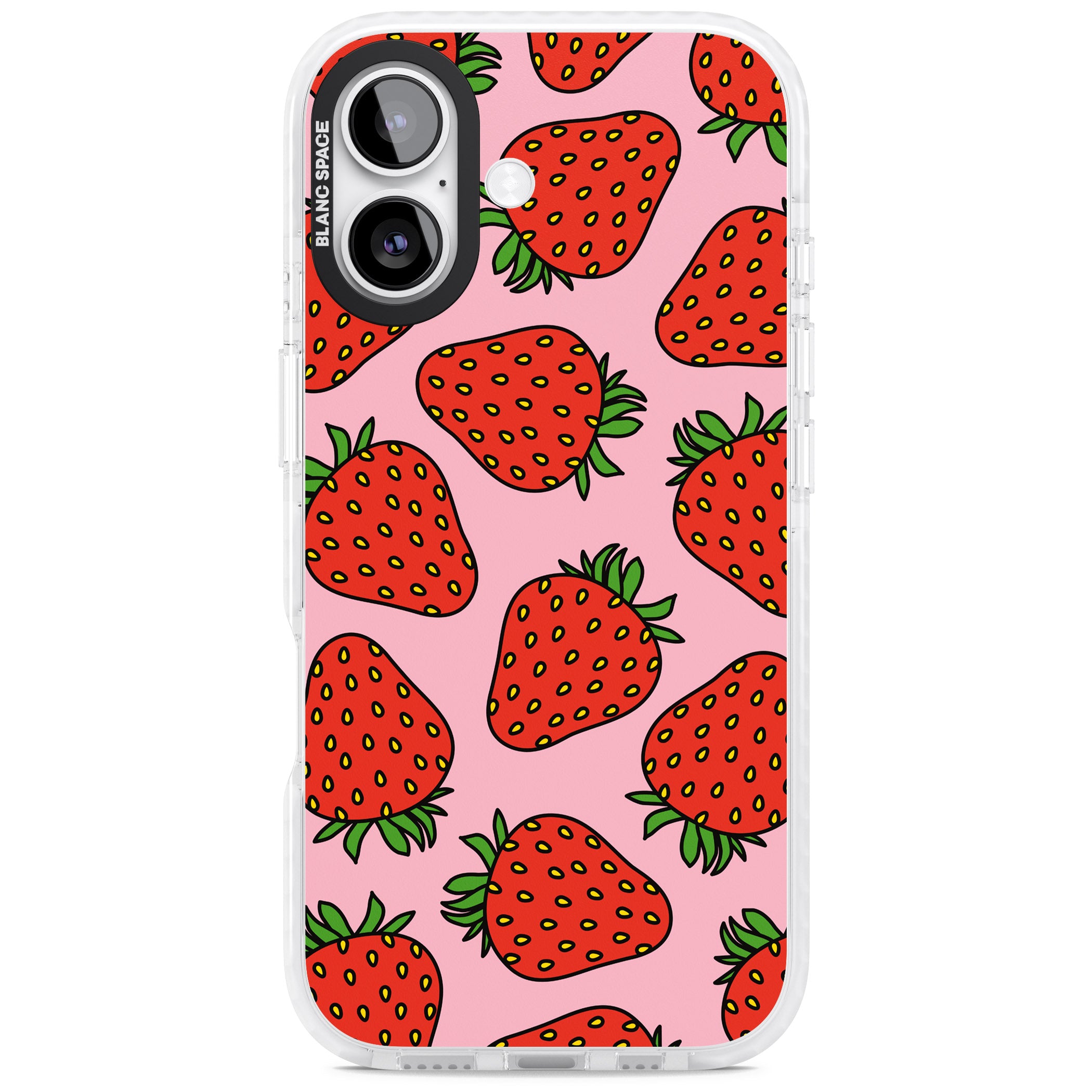Strawberry Pattern (Pink) iPhone 17 Impact Pro Clear Phone Case
