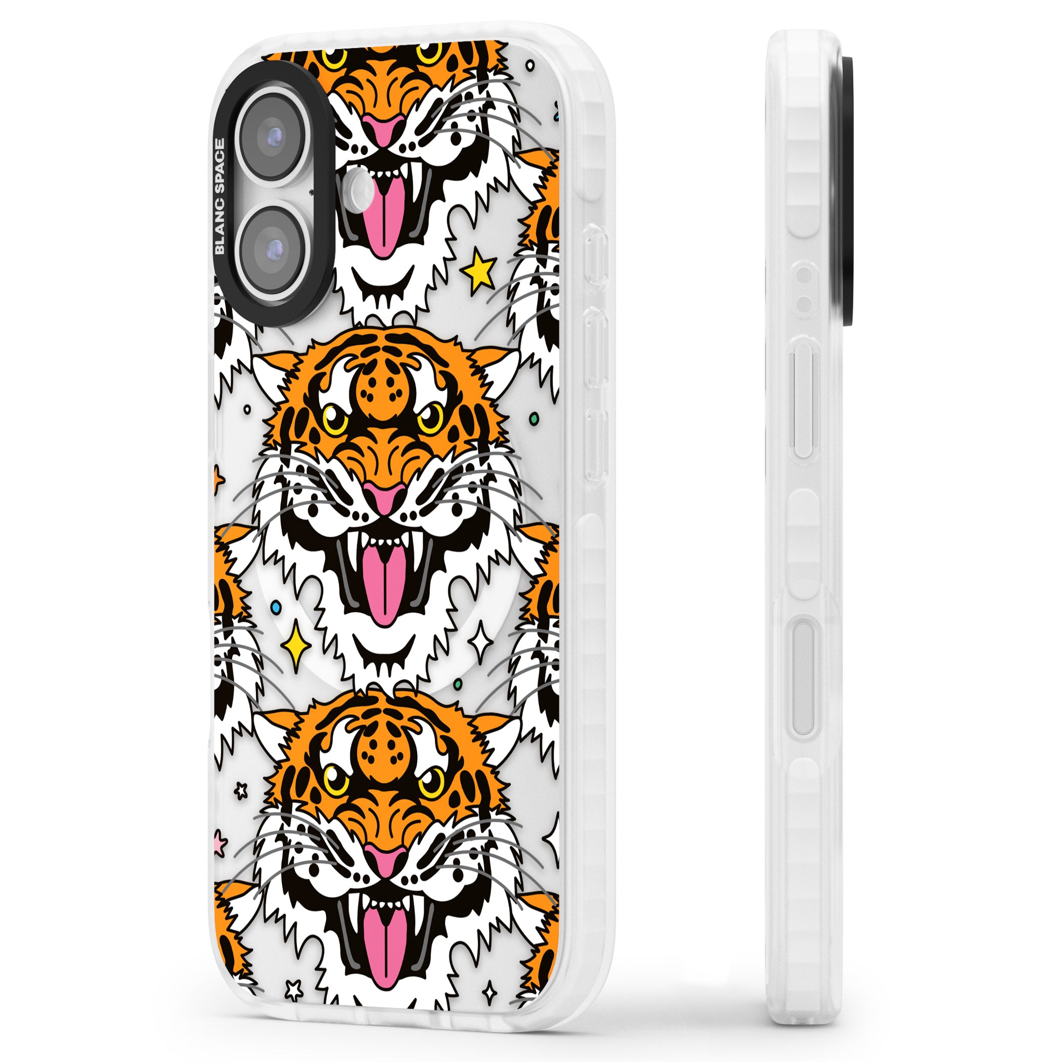 Fierce Jungle Tigers iPhone 17 Impact Pro Clear Phone Case Side Profile