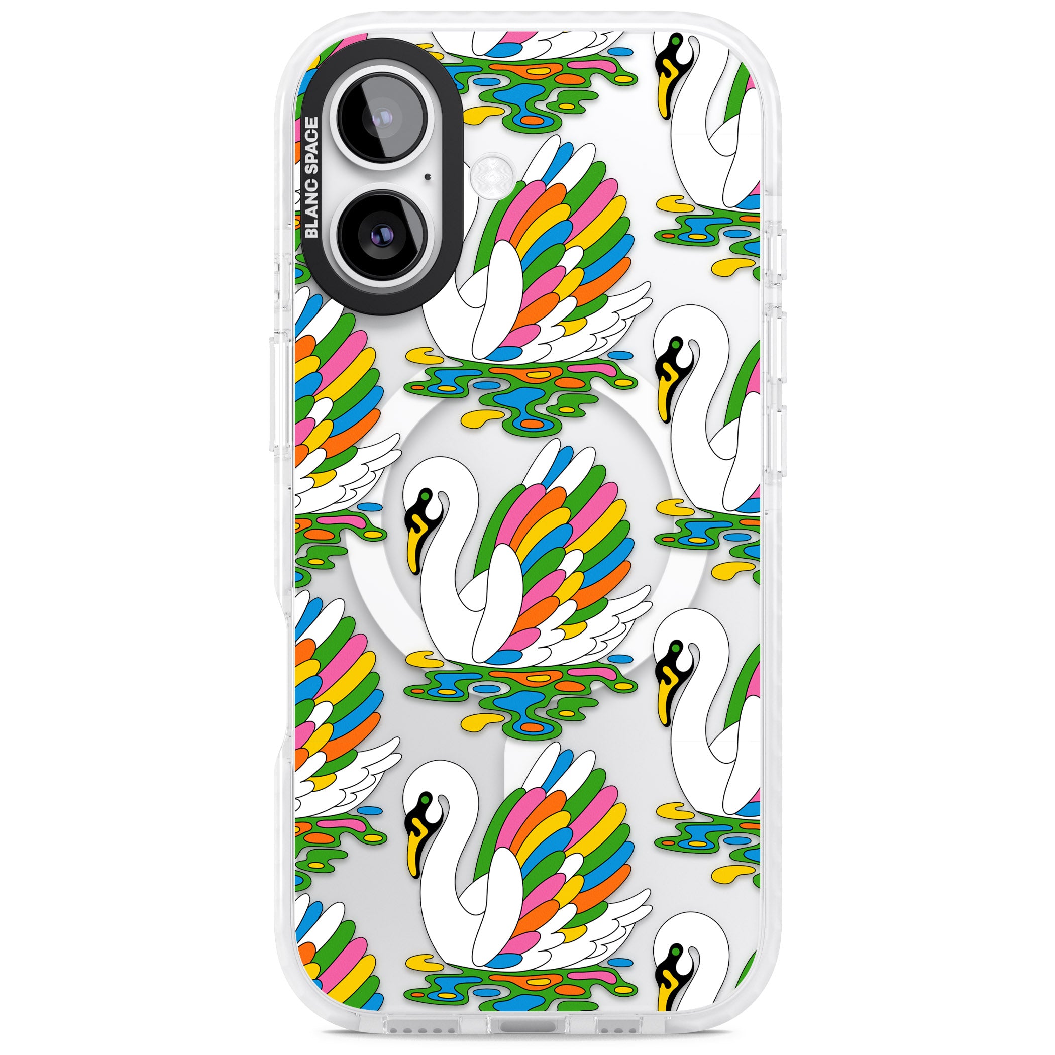 Colourful Swan Pattern iPhone 17 Impact Pro Clear Phone Case