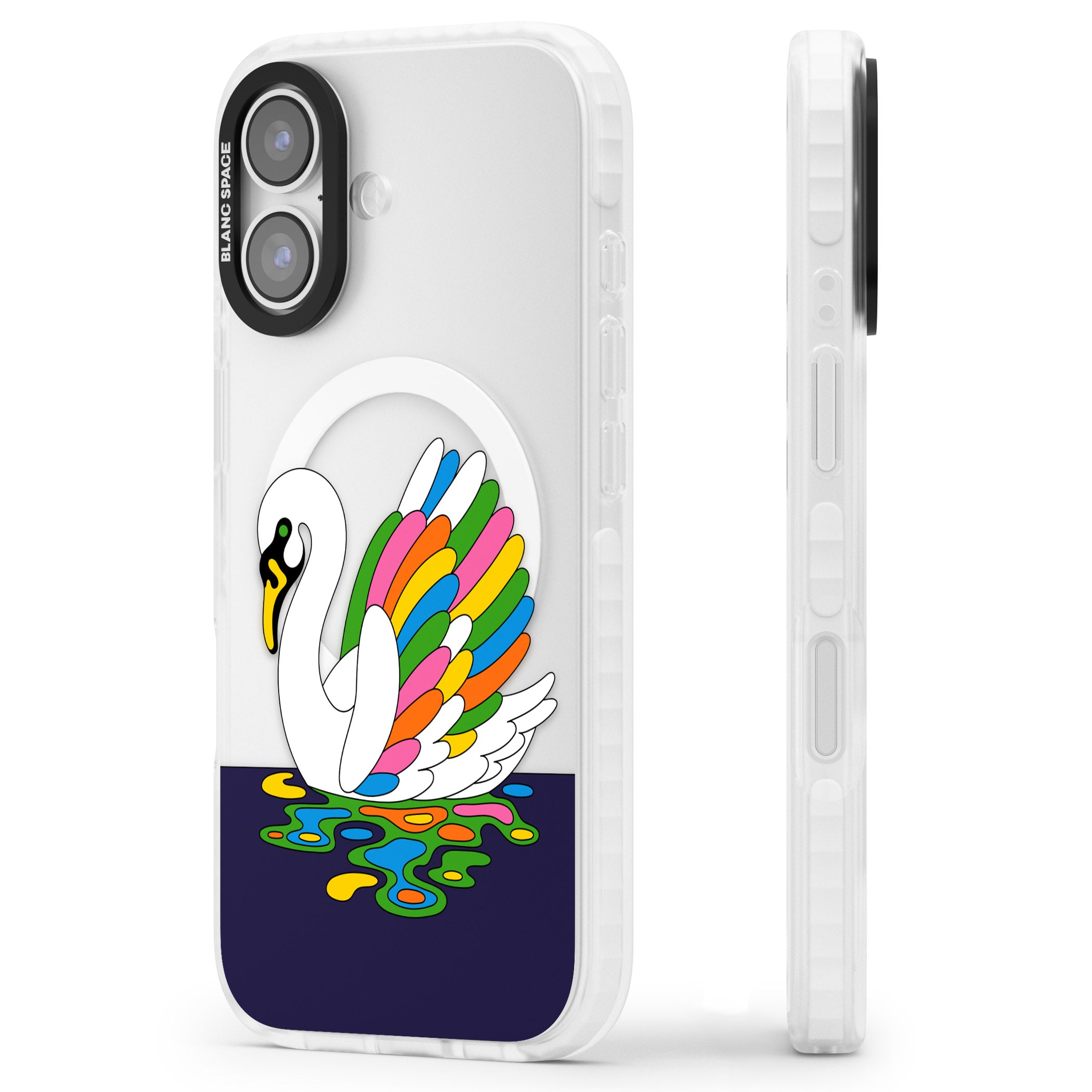 Serene Swan iPhone 17 Impact Pro Clear Phone Case Side Profile