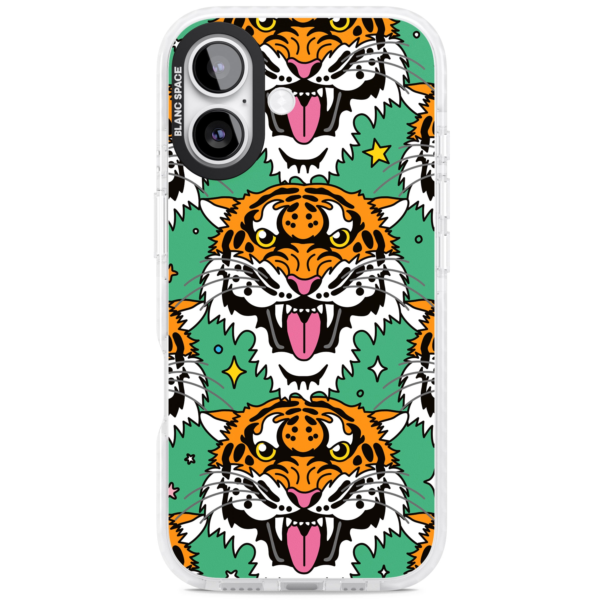 Fierce Jungle Tigers (Green) iPhone 17 Impact Pro Clear Phone Case