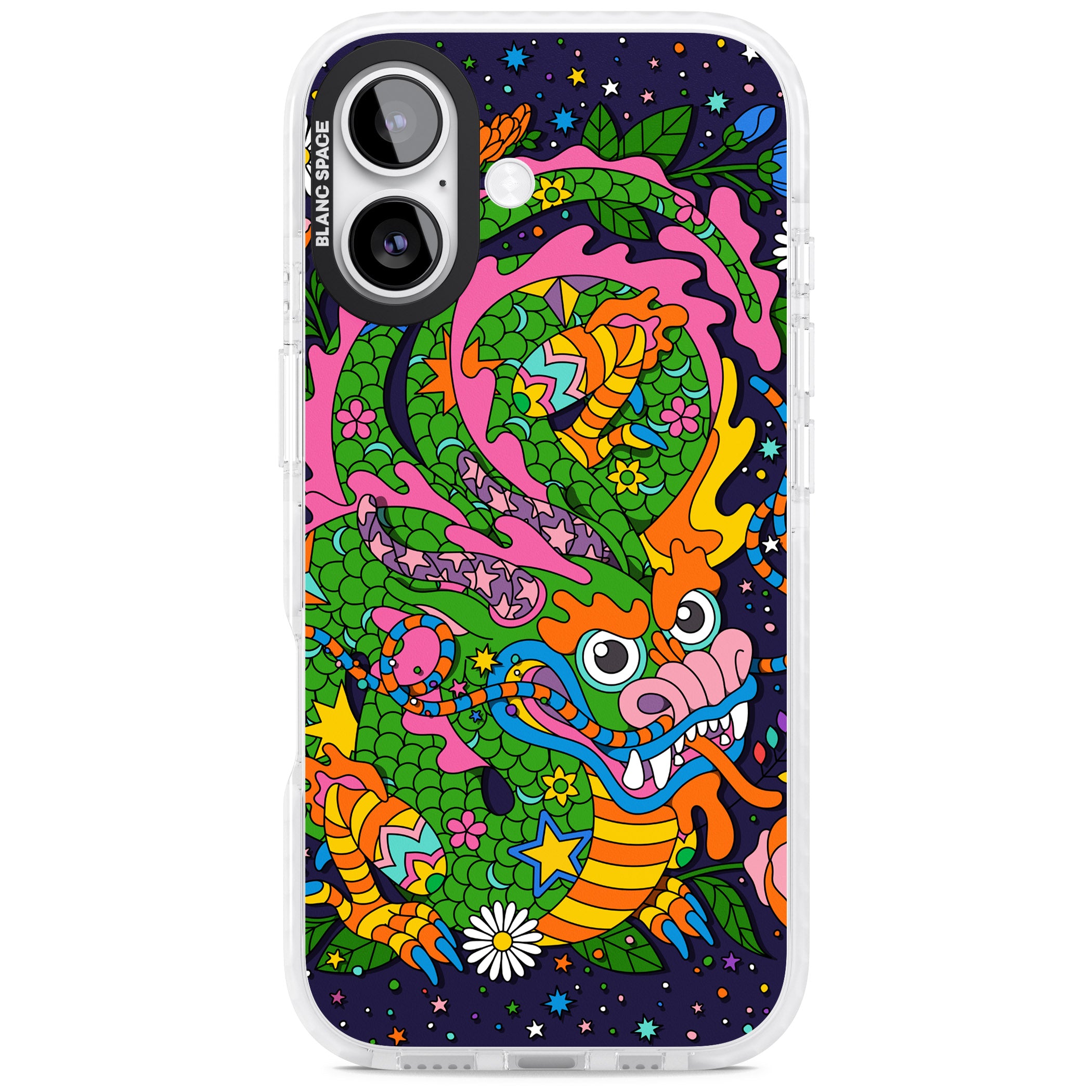 Psychedelic Jungle Dragon (Purple) iPhone 17 Impact Pro Clear Phone Case