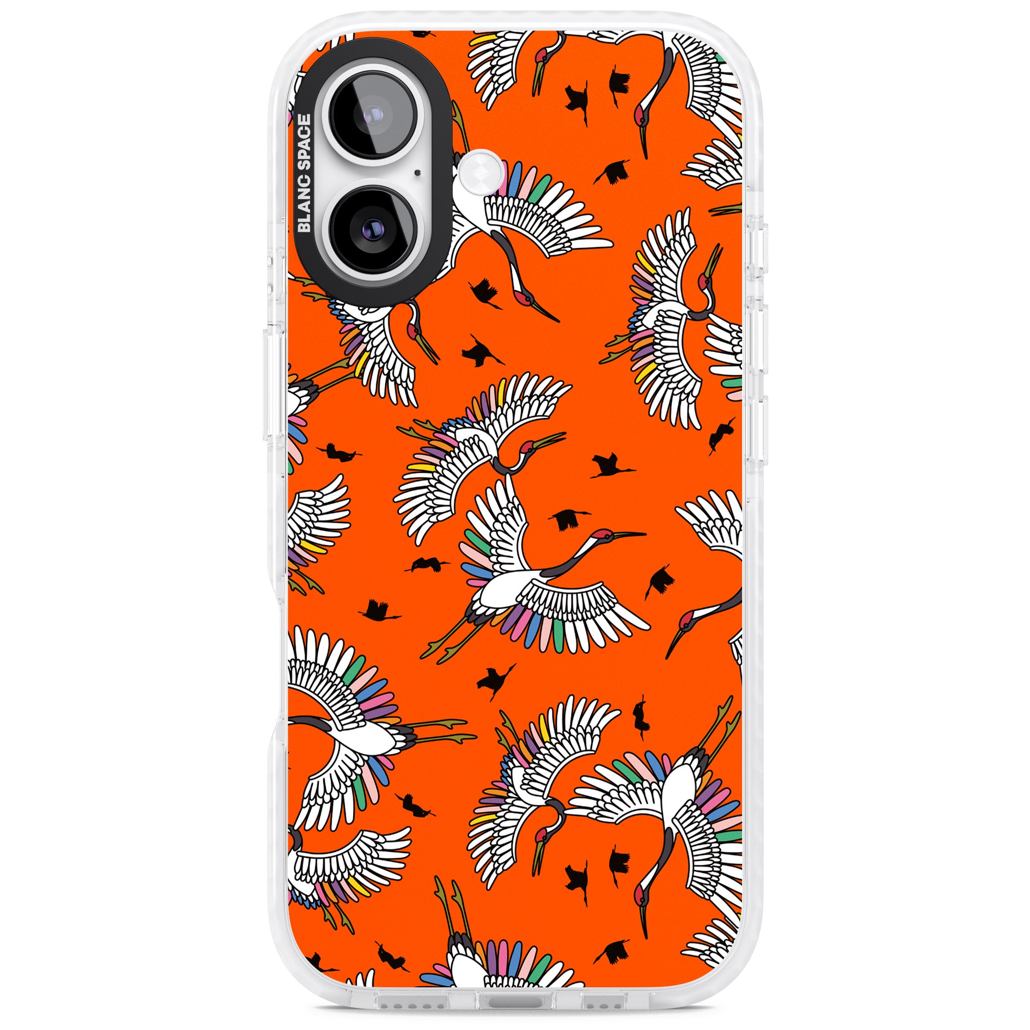 Colourful Crane Pattern (Orange) iPhone 17 Impact Pro Clear Phone Case