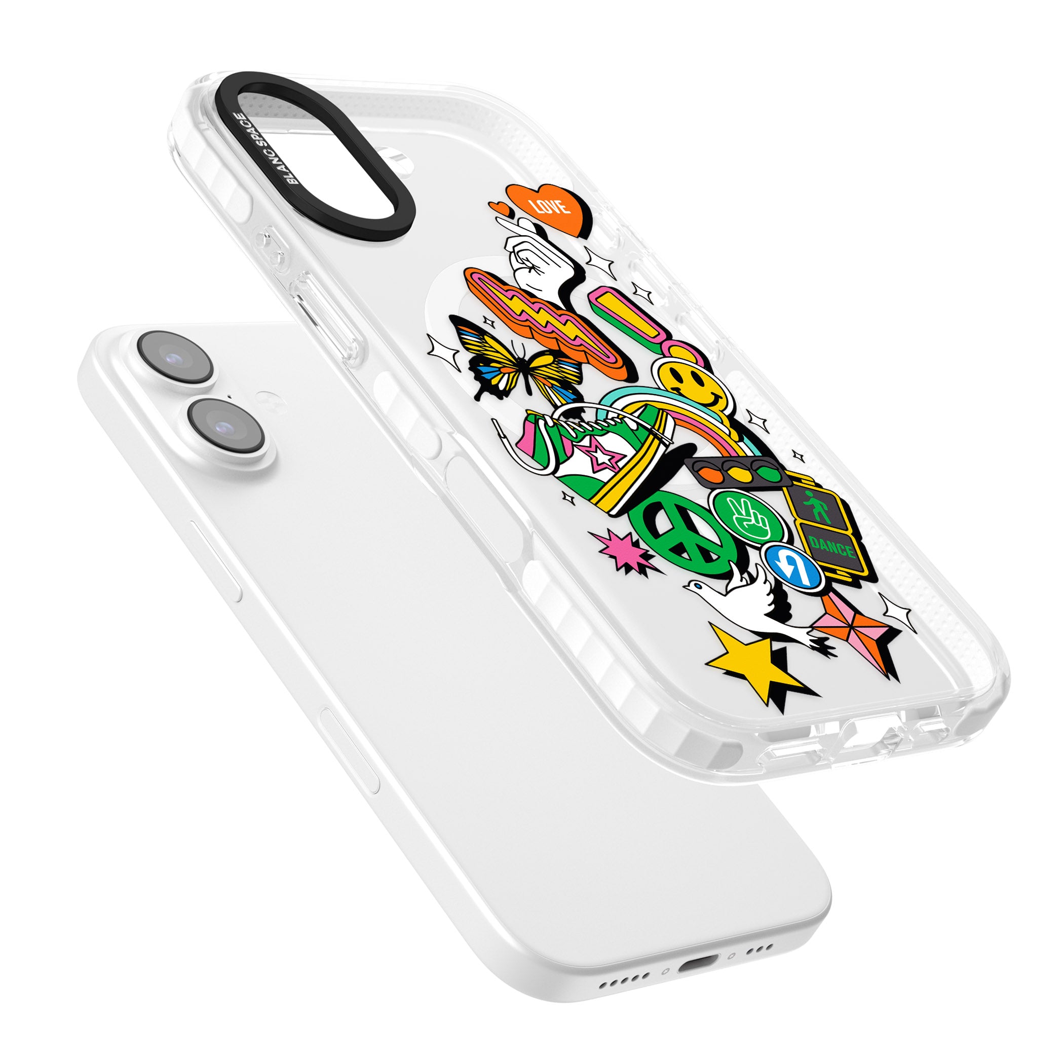 Nostalgic Sticker Collage iPhone 17 Impact Pro Clear Phone Case Colours