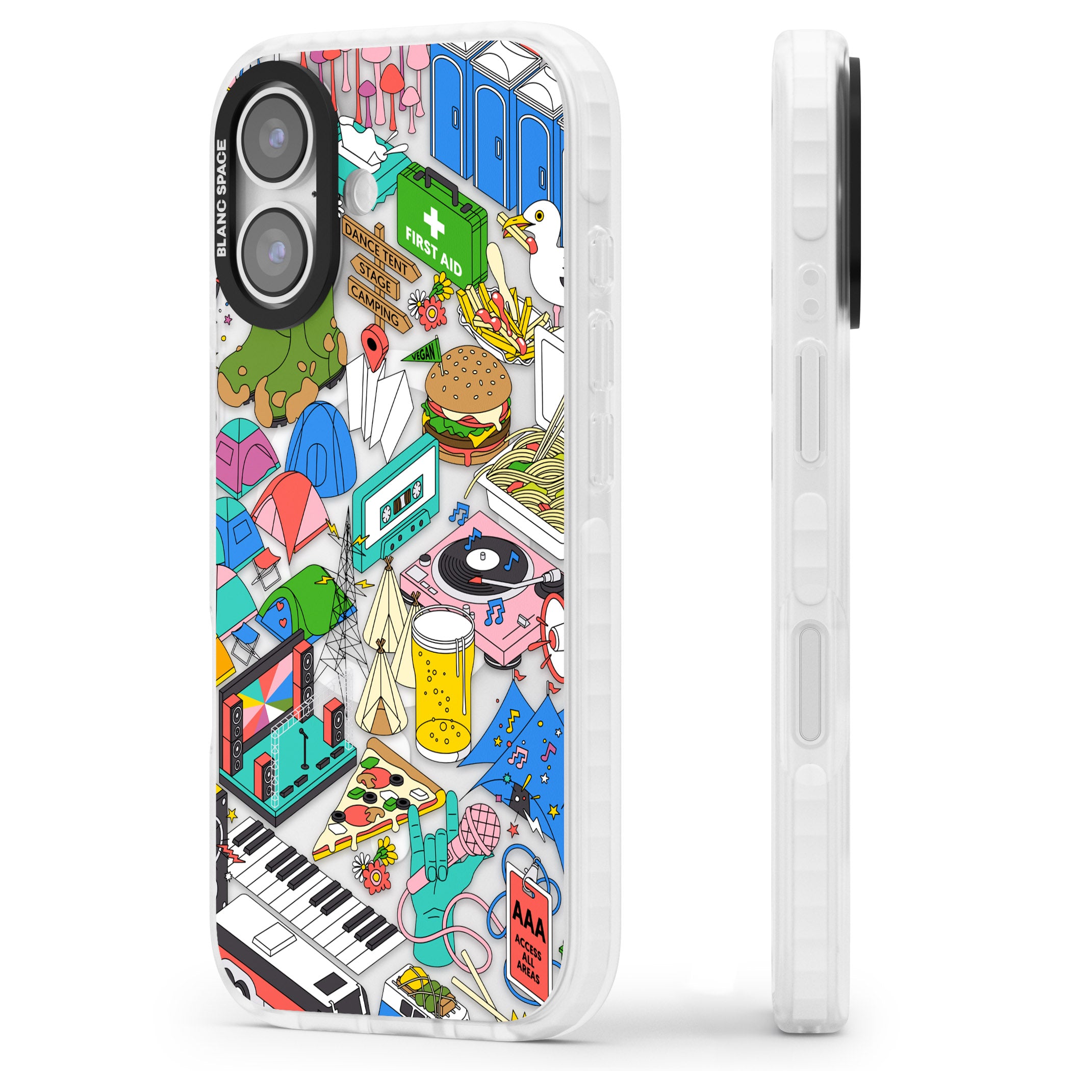 Festival Frenzy iPhone 17 Impact Pro Clear Phone Case Side Profile