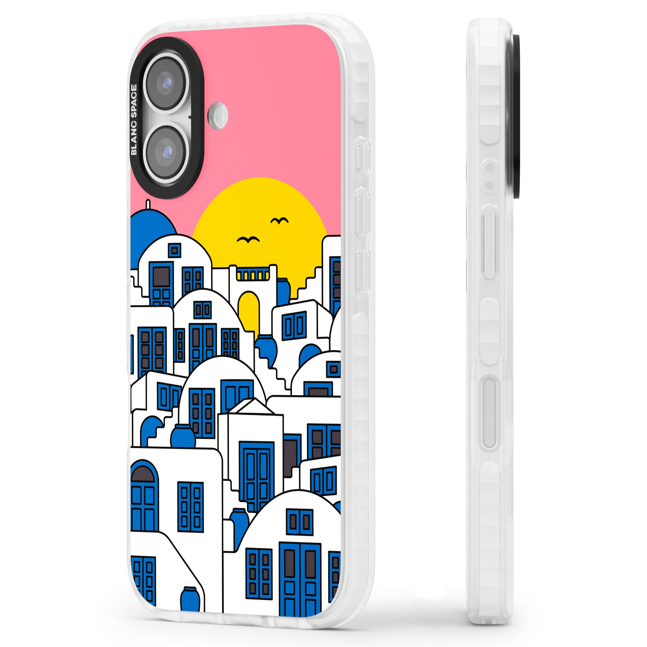 Santorini Sunset iPhone 17 Impact Pro Clear Phone Case Side Profile