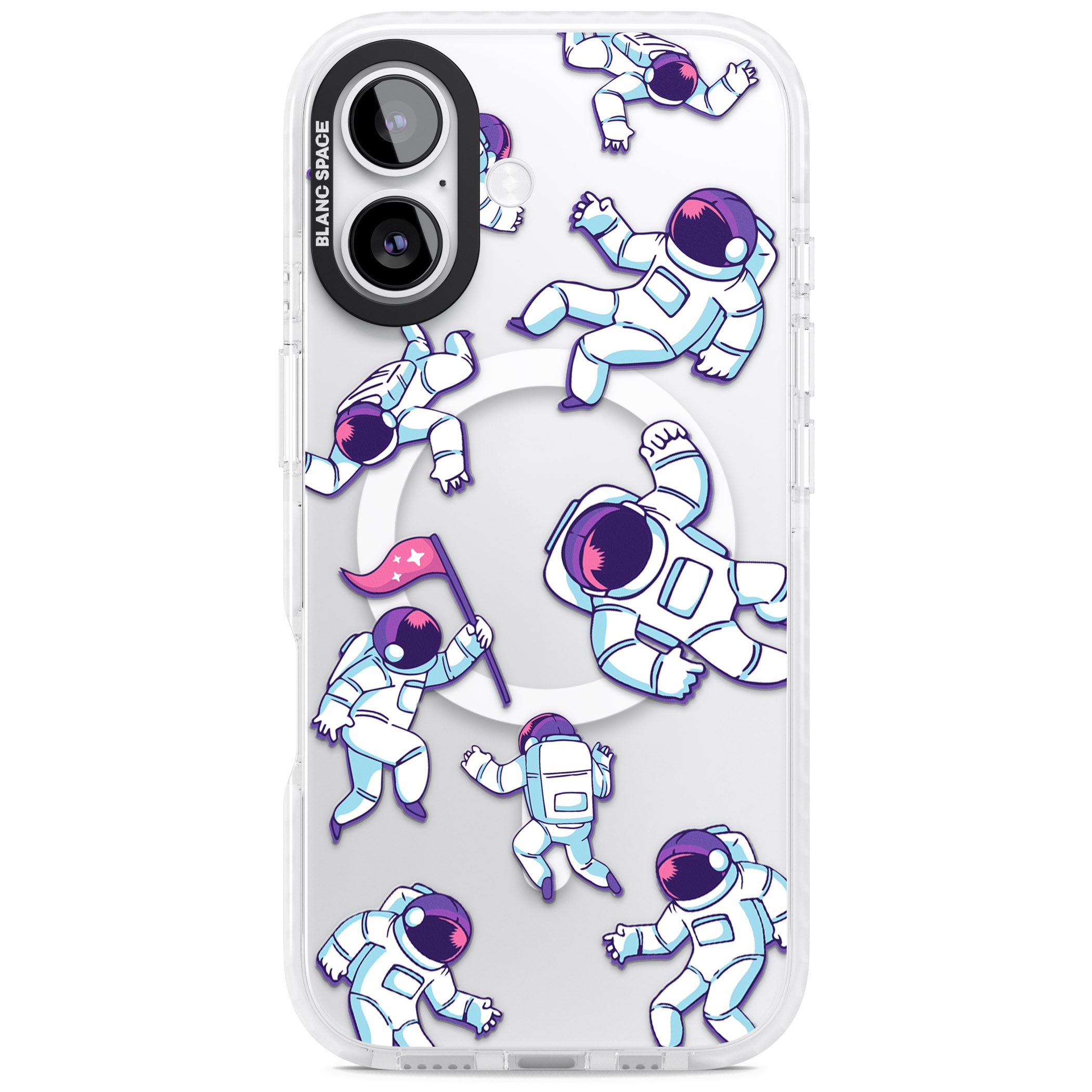 Astronaut Pattern iPhone 17 Impact Pro Clear Phone Case