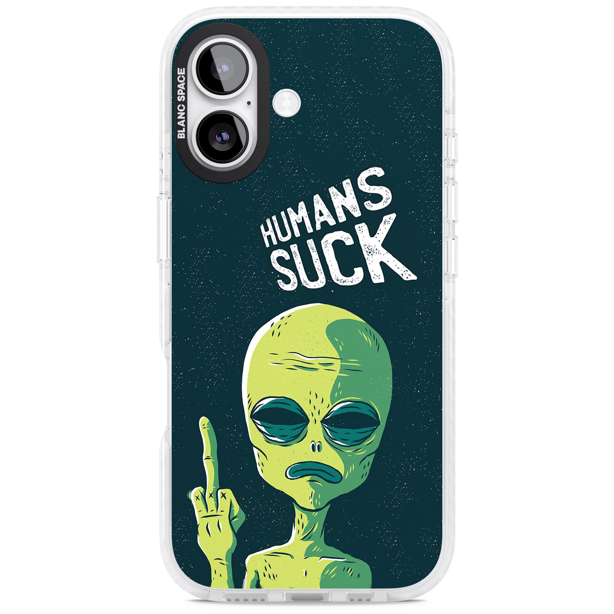 Humans Suck Alien iPhone 17 Impact Pro Clear Phone Case