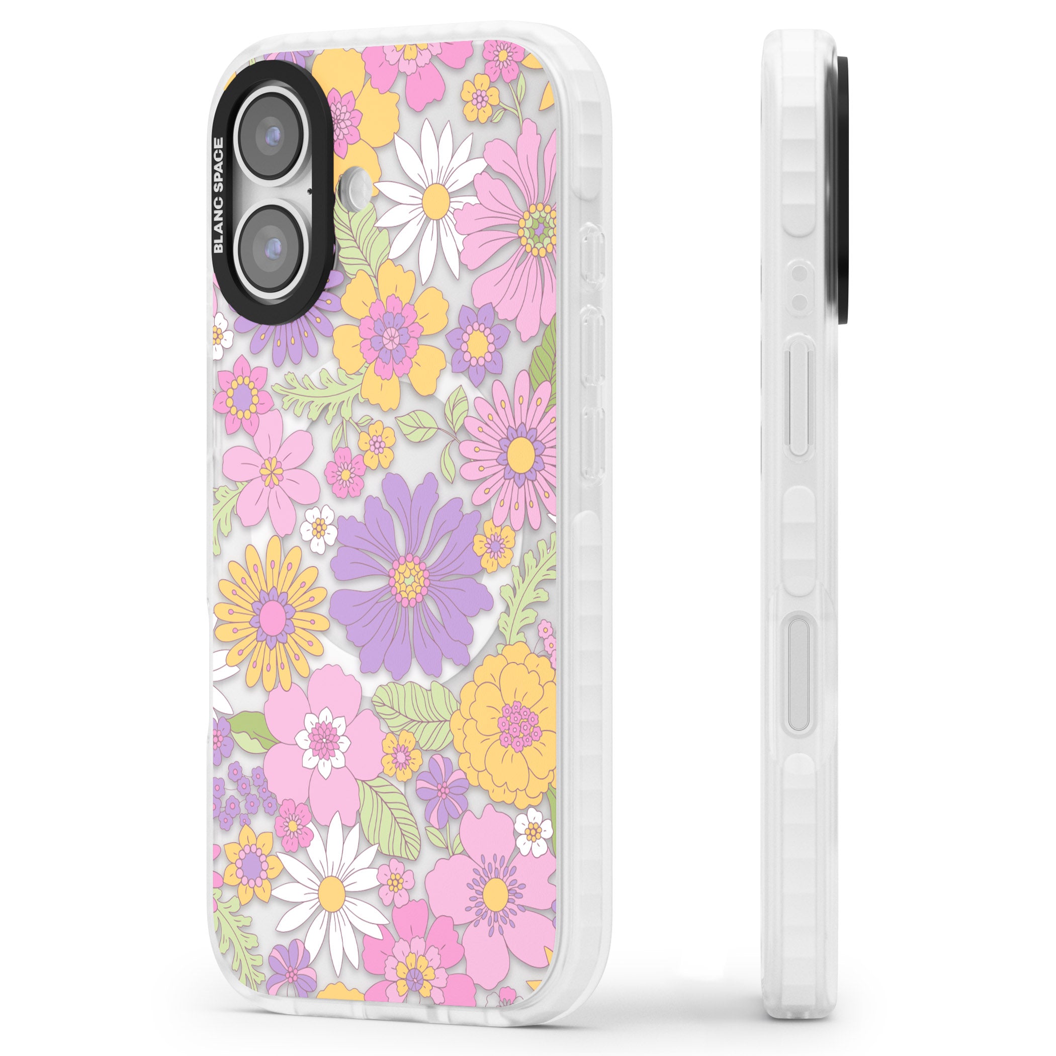 Soft Flower Mix iPhone 17 Impact Pro Clear Phone Case Side Profile