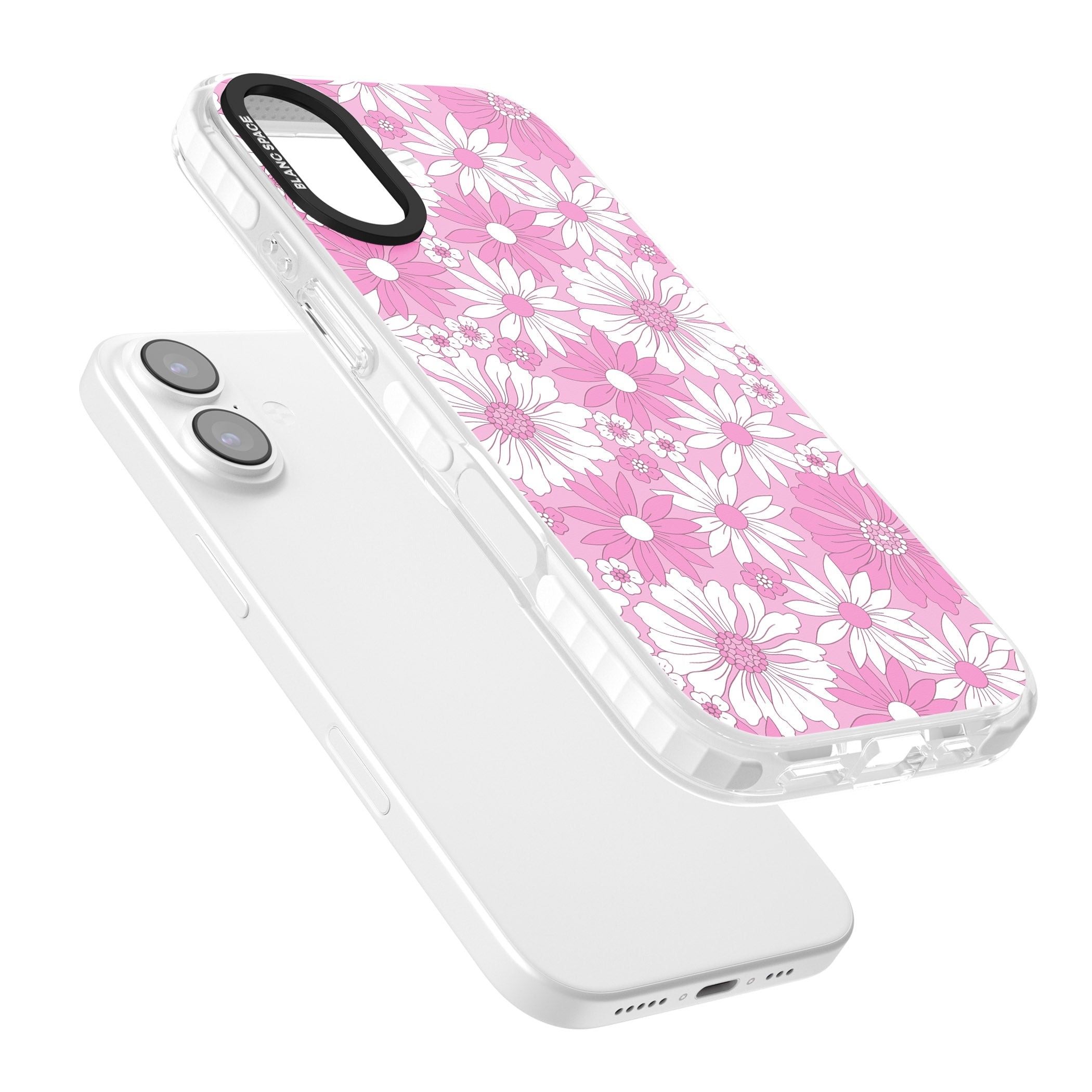 Pink White Flowers iPhone 17 Impact Pro Clear Phone Case Colours