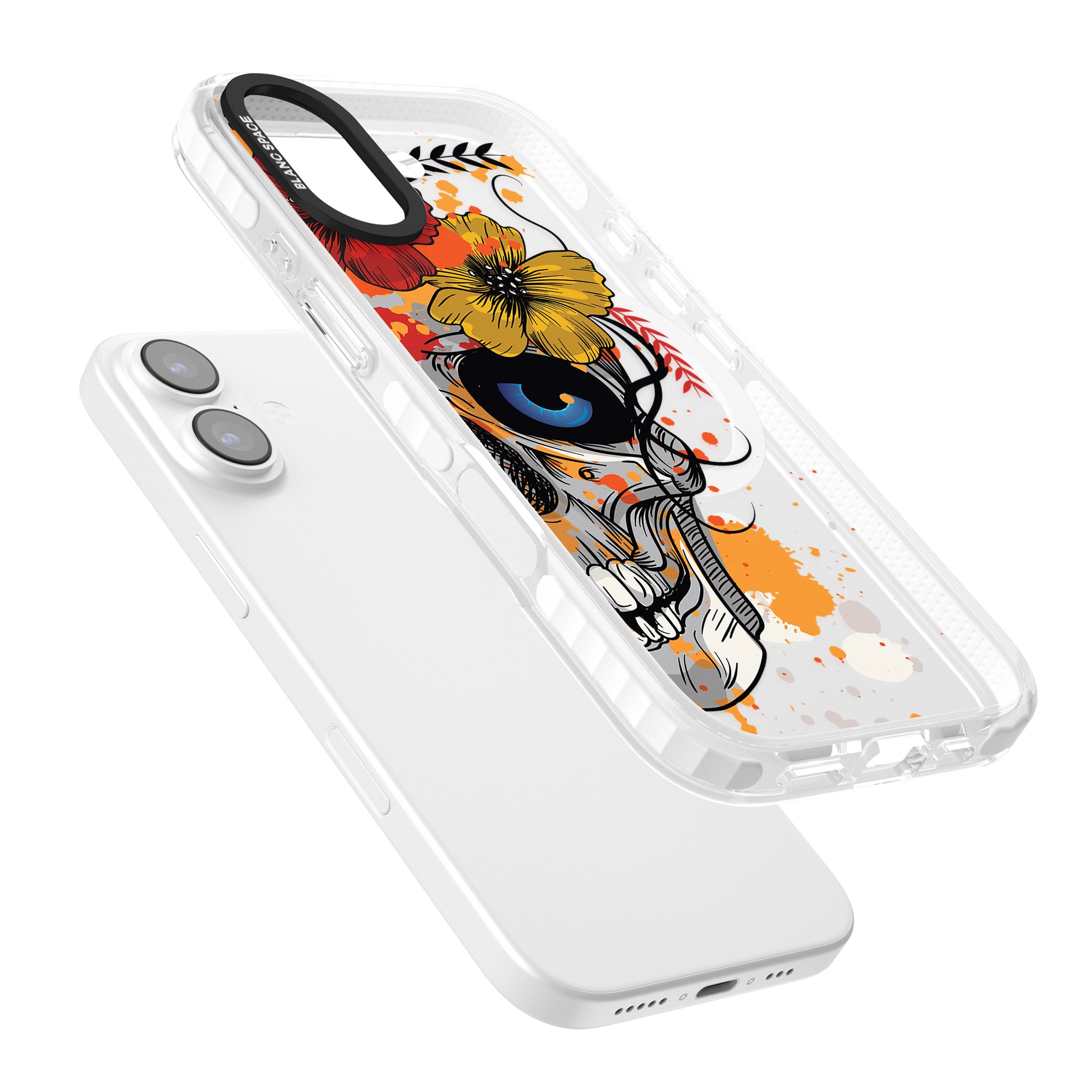 Sugar Skull Flowers iPhone 17 Impact Pro Clear Phone Case Colours