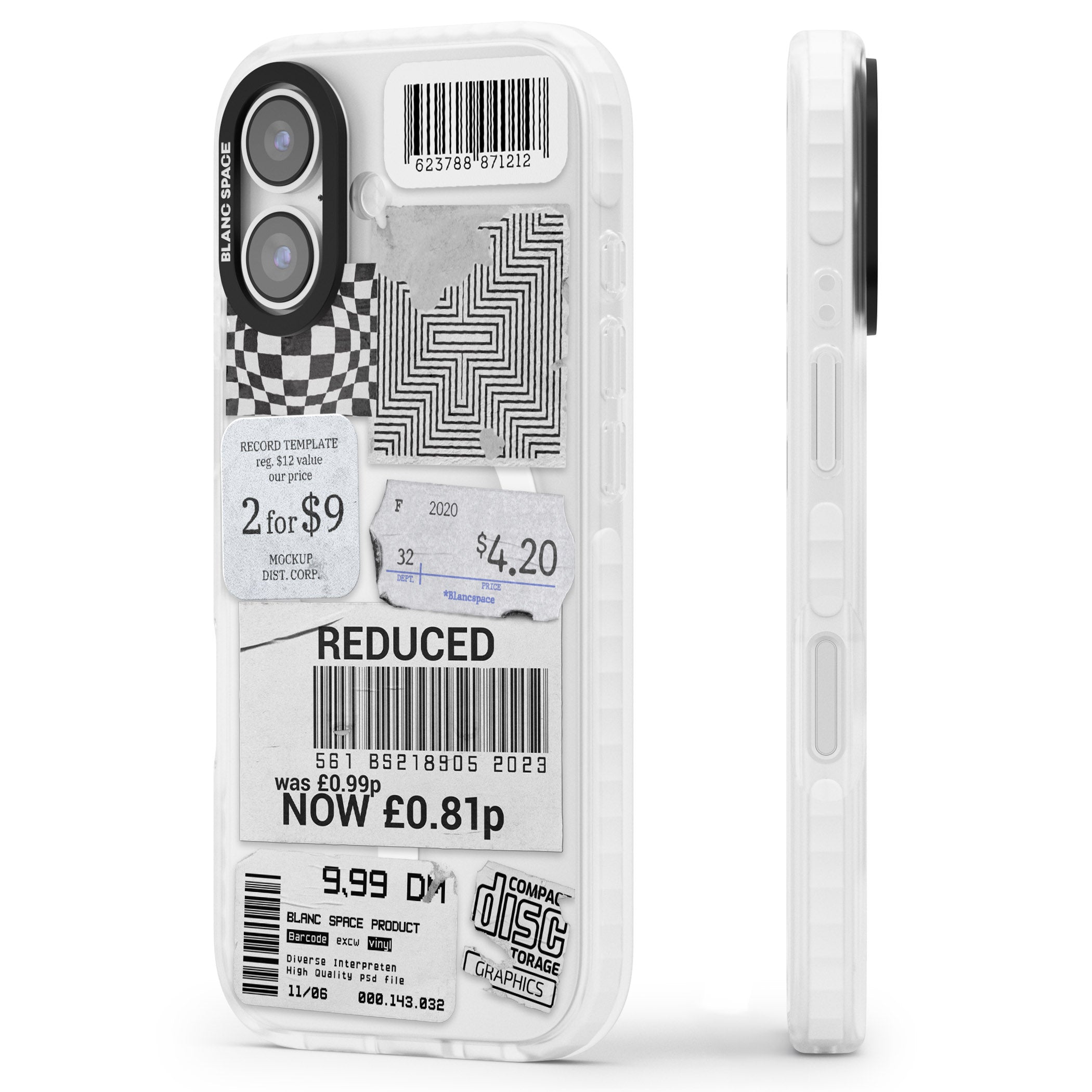 White Sticker Mix iPhone 17 Impact Pro Clear Phone Case Side Profile