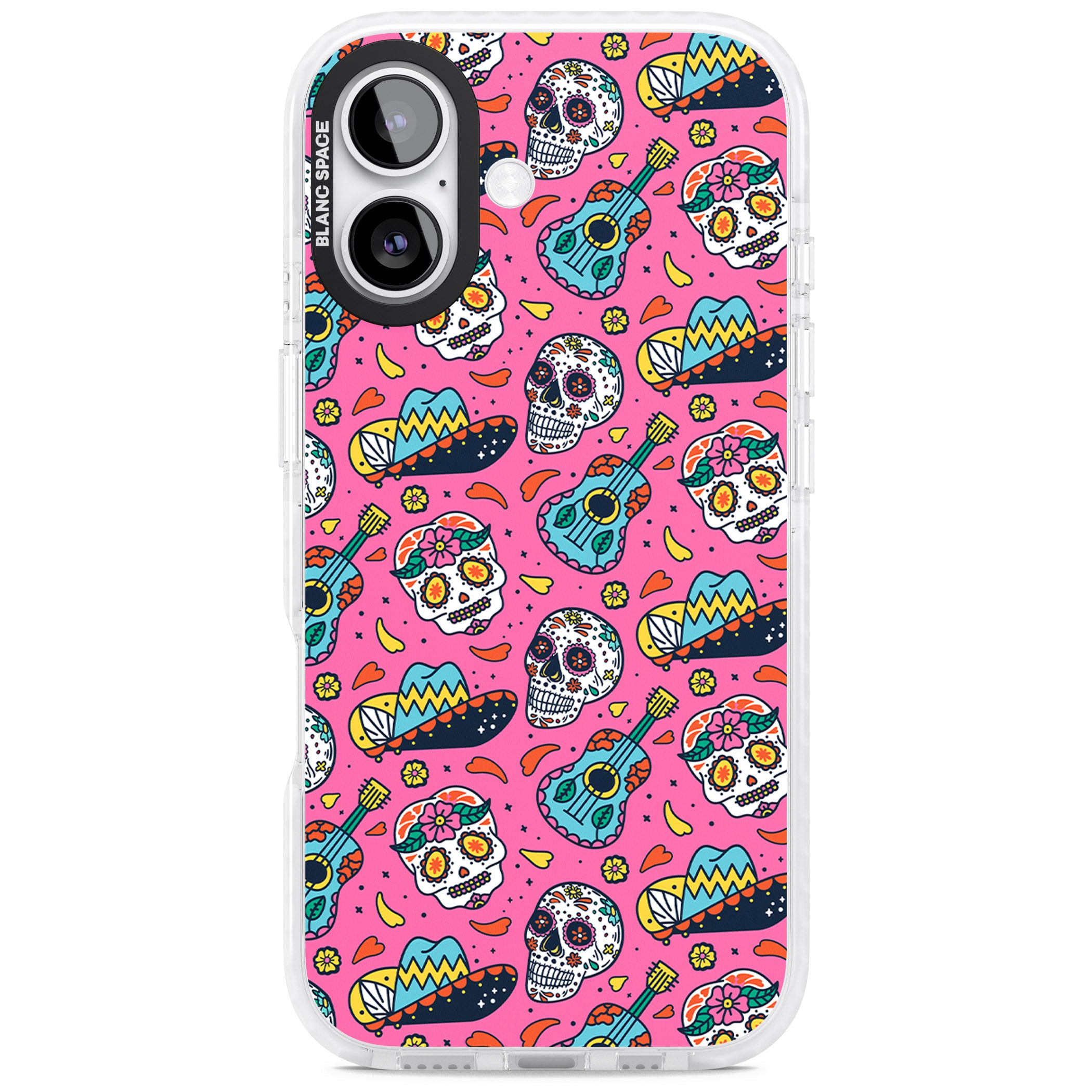 Pink Day Of The Dead Pattern iPhone 17 Impact Pro Clear Phone Case