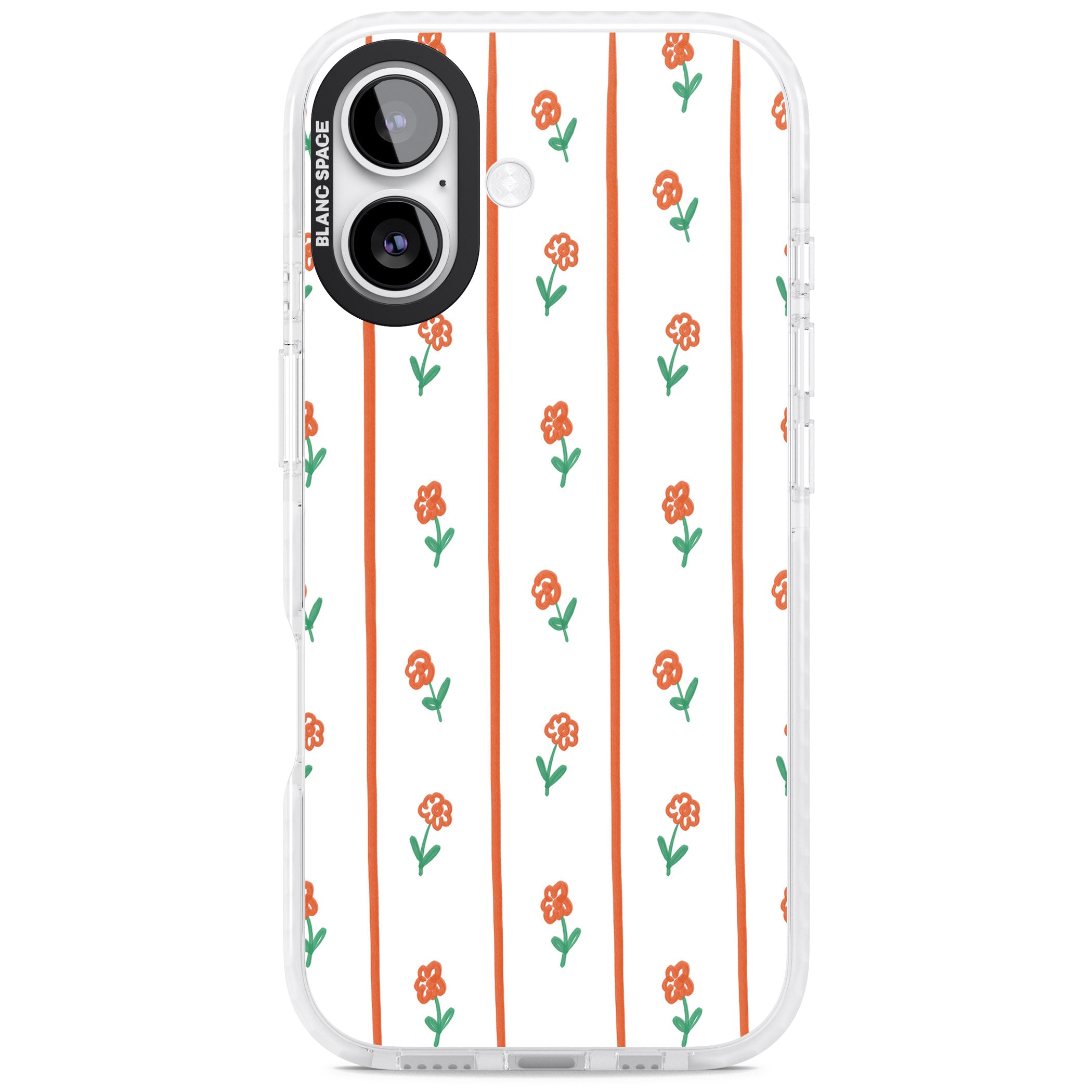 Minimal Floral Stripe iPhone 17 Impact Pro Clear Phone Case
