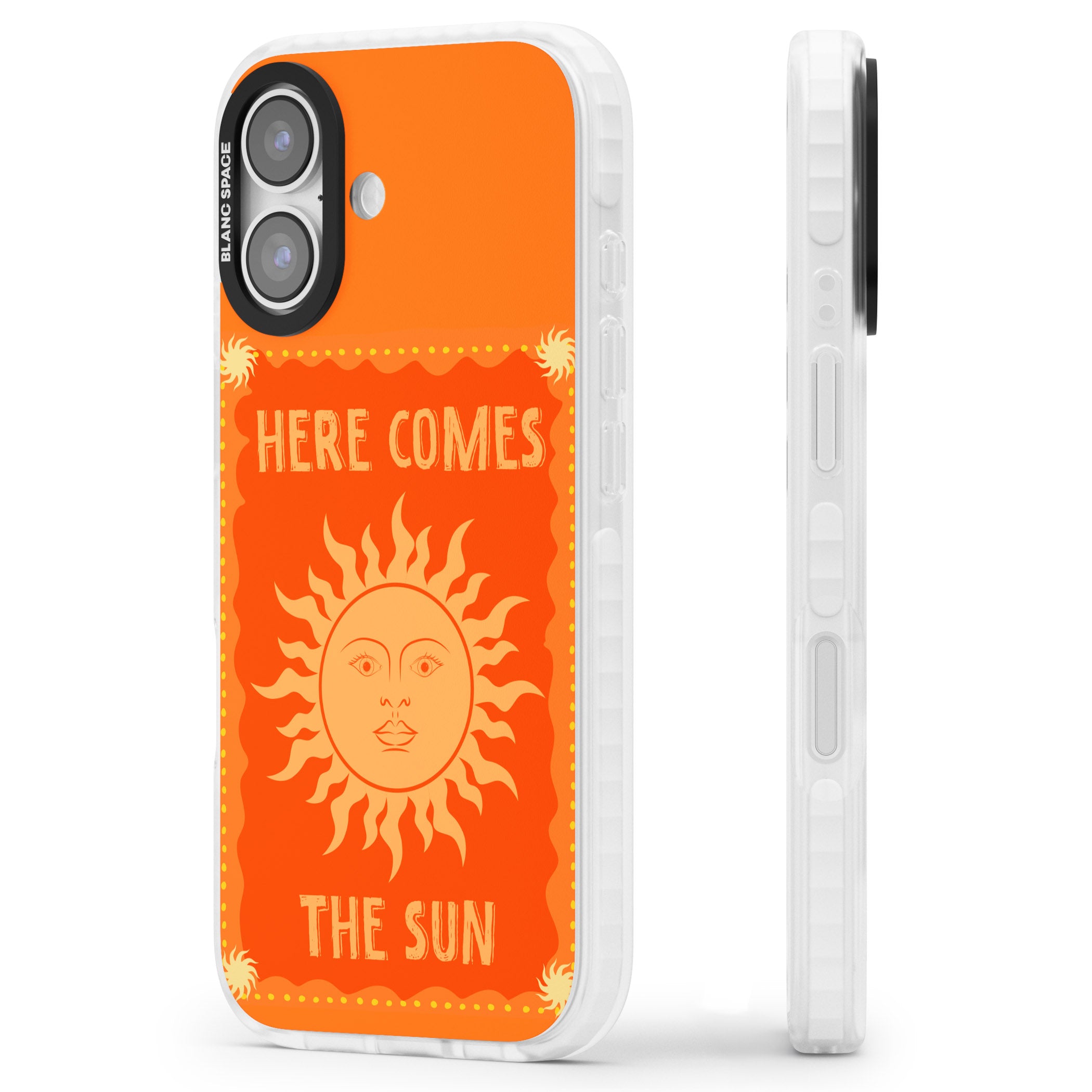 Retro Here Comes The Sun iPhone 17 Impact Pro Clear Phone Case Side Profile