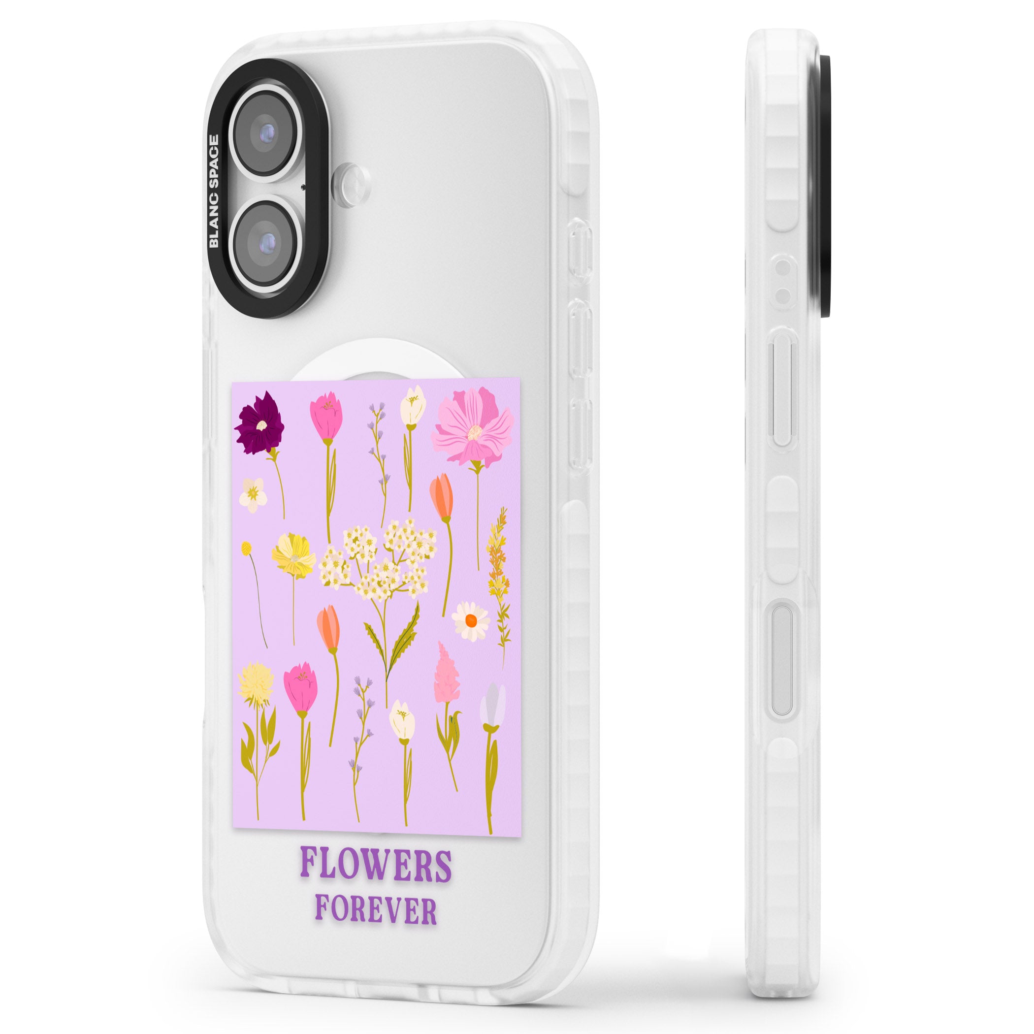 Flowers Forever iPhone 17 Impact Pro Clear Phone Case Side Profile