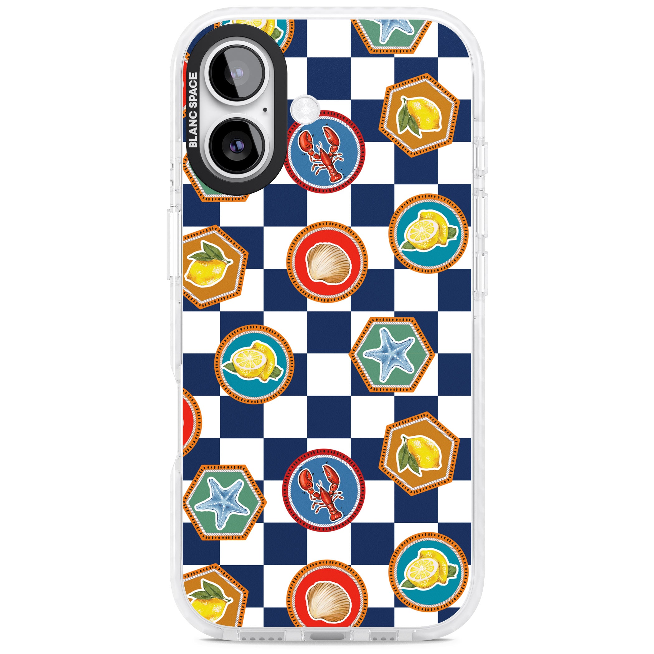 Coastal Check Pattern iPhone 17 Impact Pro Clear Phone Case