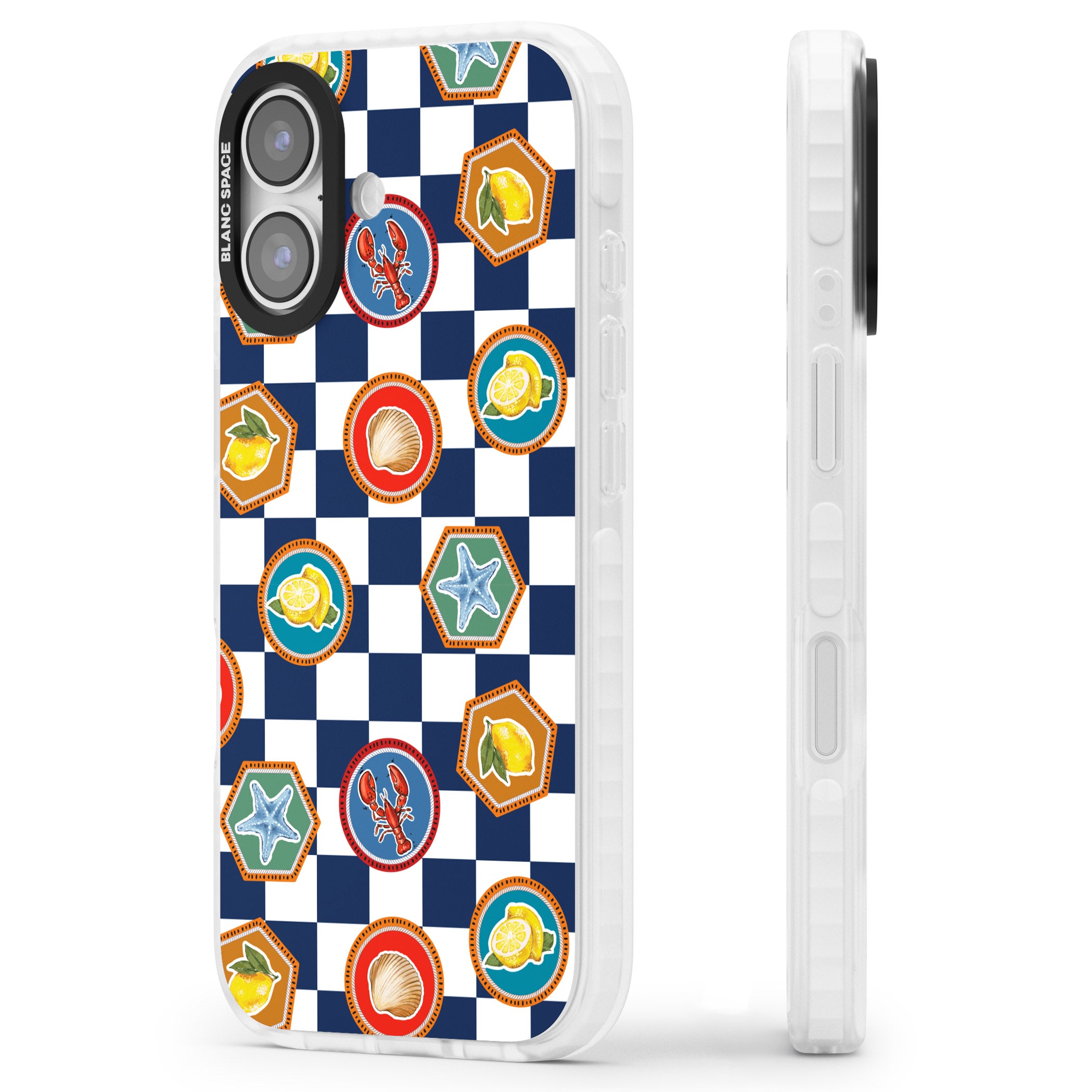 Coastal Check Pattern iPhone 17 Impact Pro Clear Phone Case Side Profile