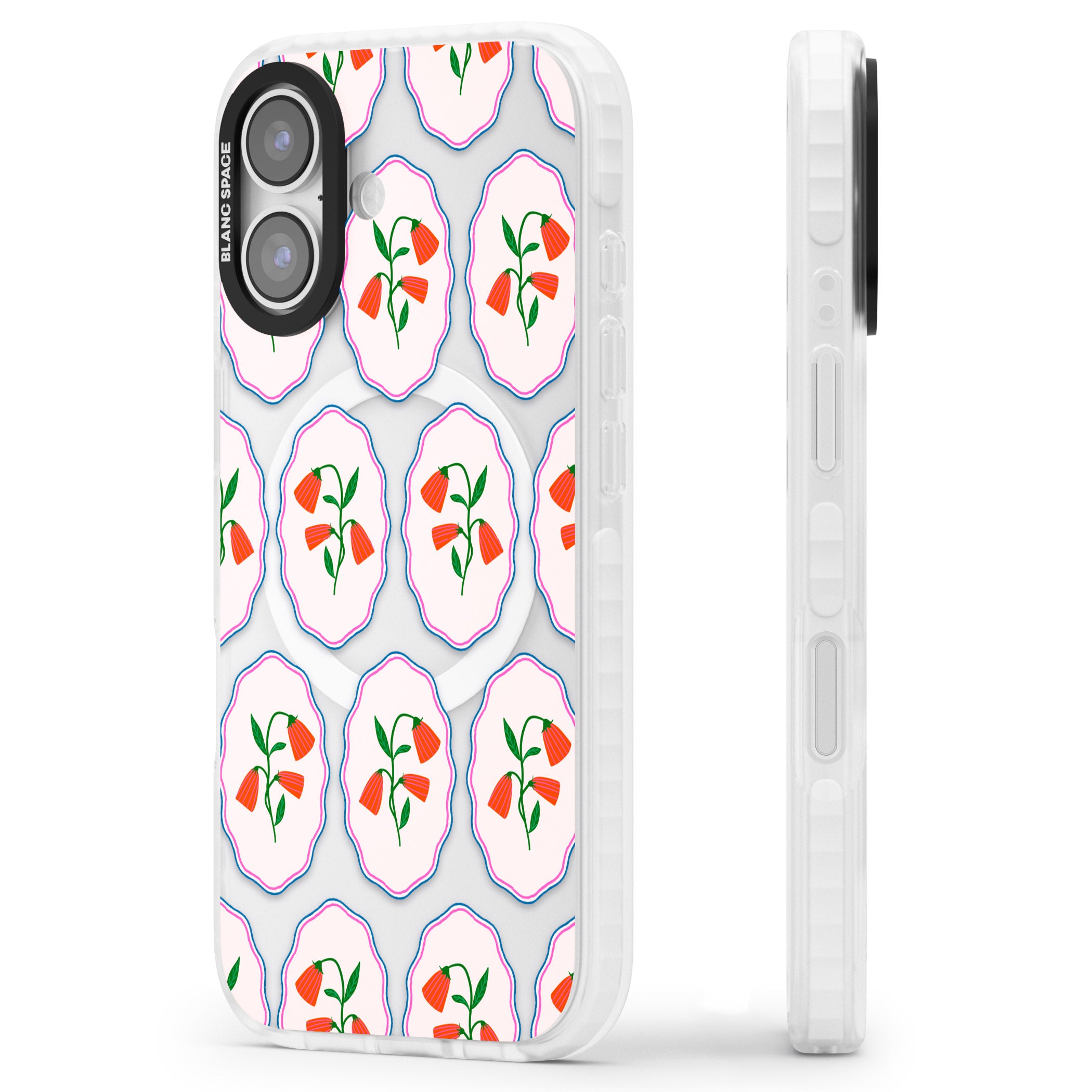 Rose Stamps iPhone 17 Impact Pro Clear Phone Case Side Profile