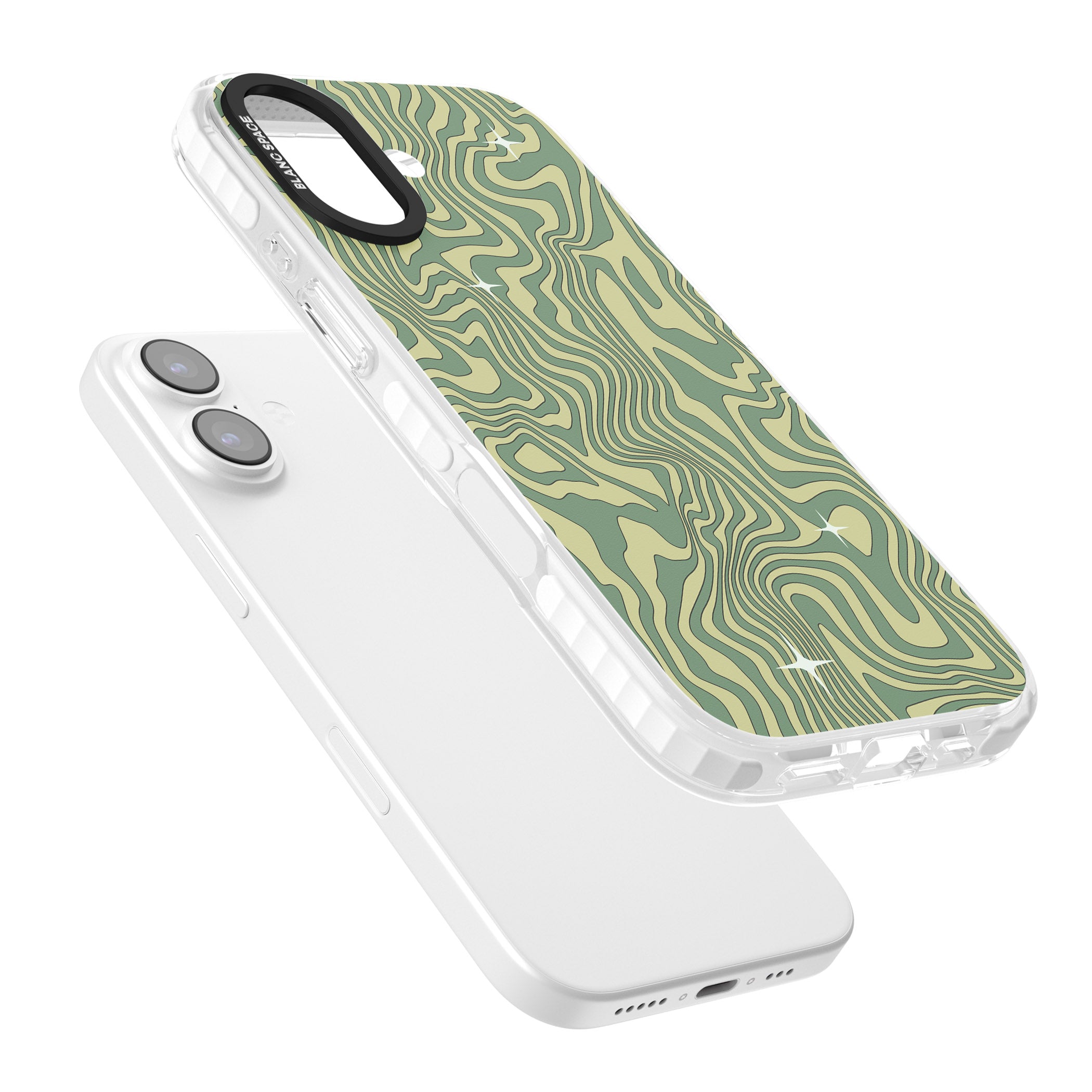Green Abstract Wave iPhone 17 Impact Pro Clear Phone Case Colours