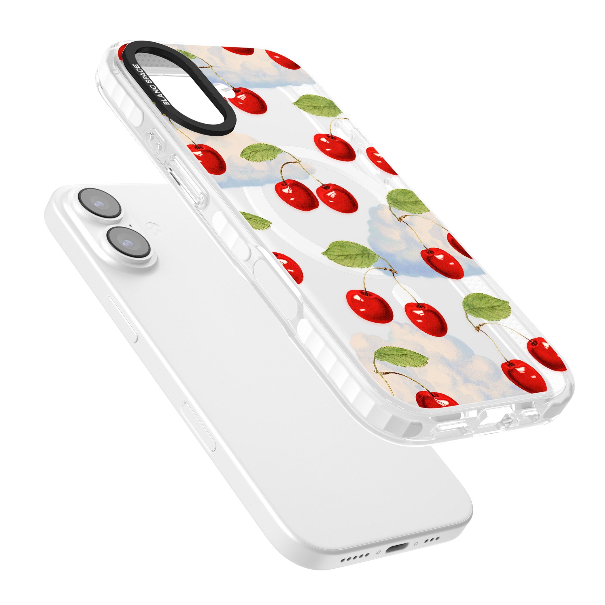 Vintage Cherries & Clouds iPhone 17 Impact Pro Clear Phone Case Colours