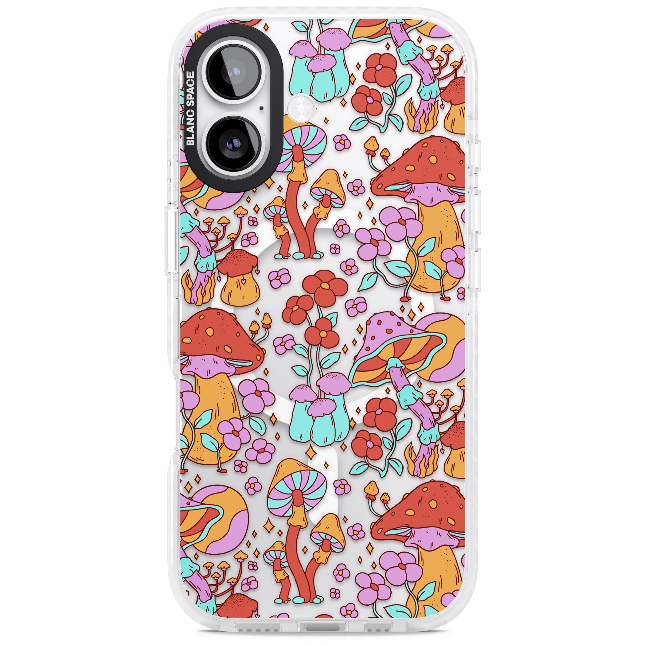 Psychedelic Flowers & Mushrooms iPhone 17 Impact Pro Clear Phone Case