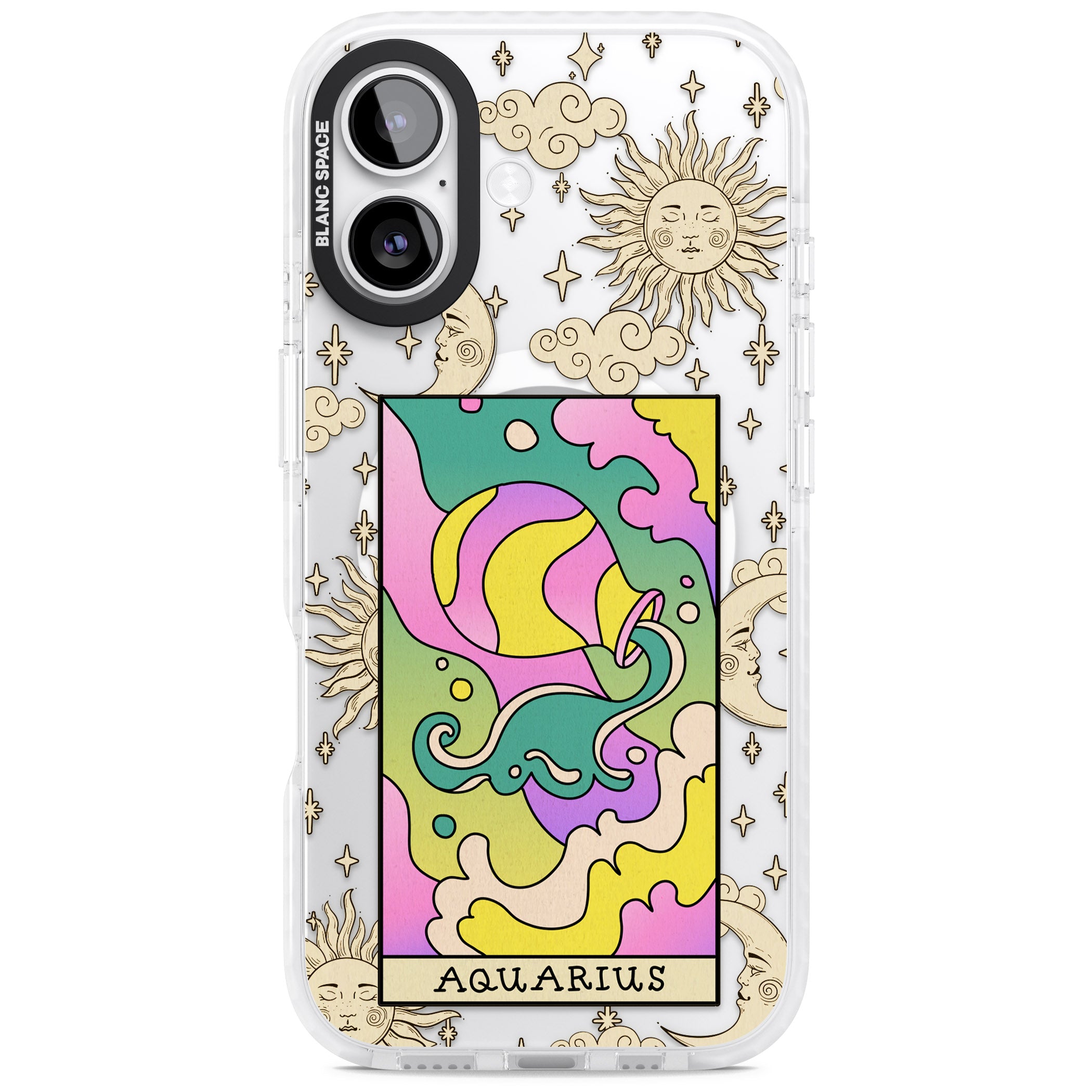 Celestial Zodiac Aquarius iPhone 17 Impact Pro Clear Phone Case