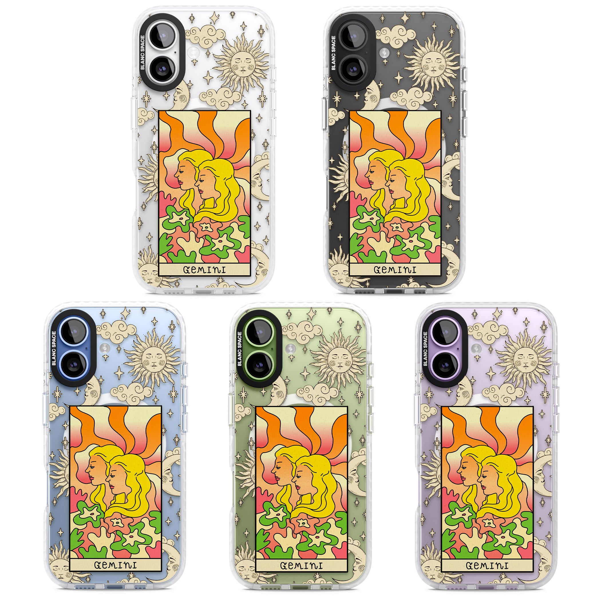 Celestial Zodiac Gemini iPhone 17 Impact Pro Clear Phone Case APT Impact Protection