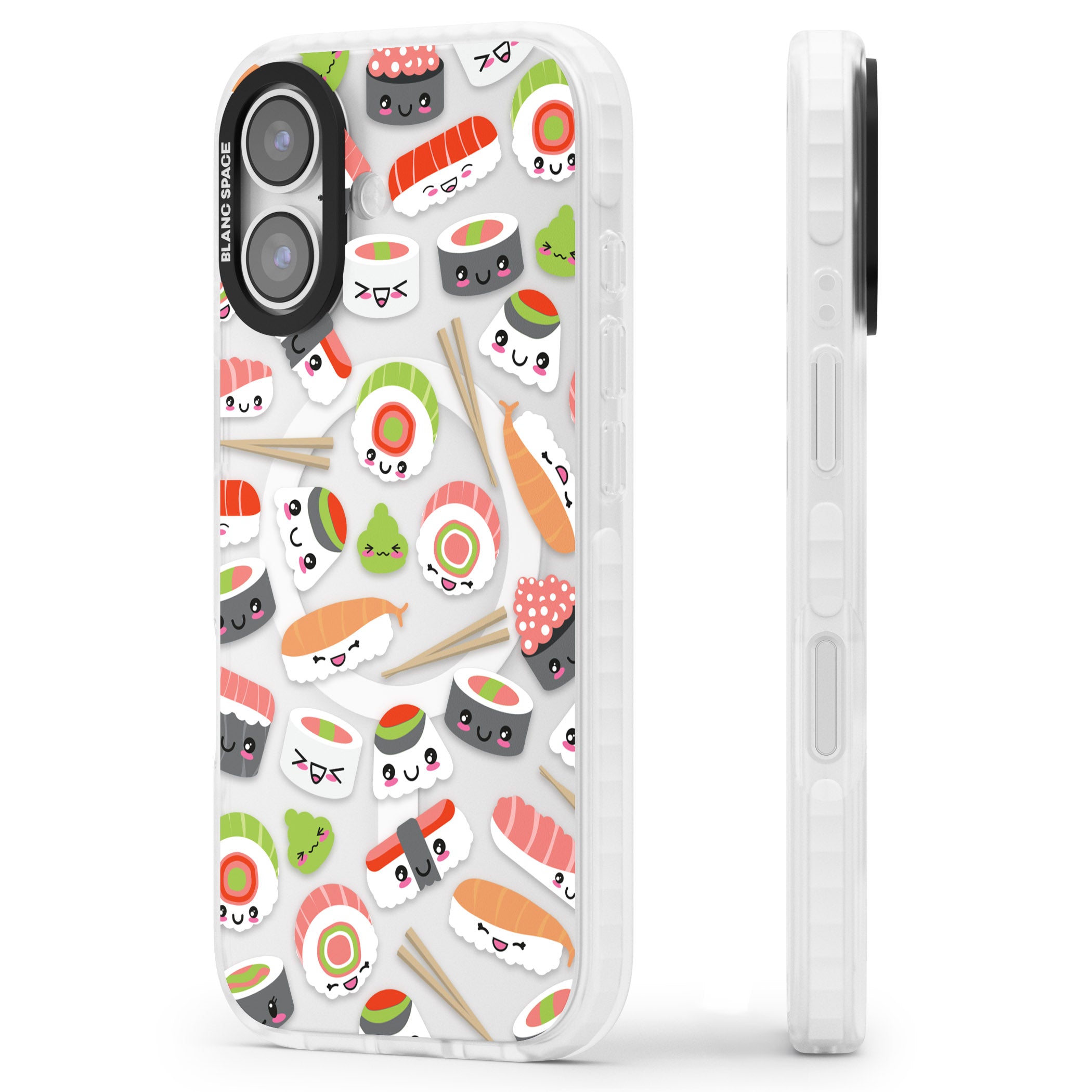 Kawaii Sushi Party iPhone 17 Impact Pro Clear Phone Case Side Profile