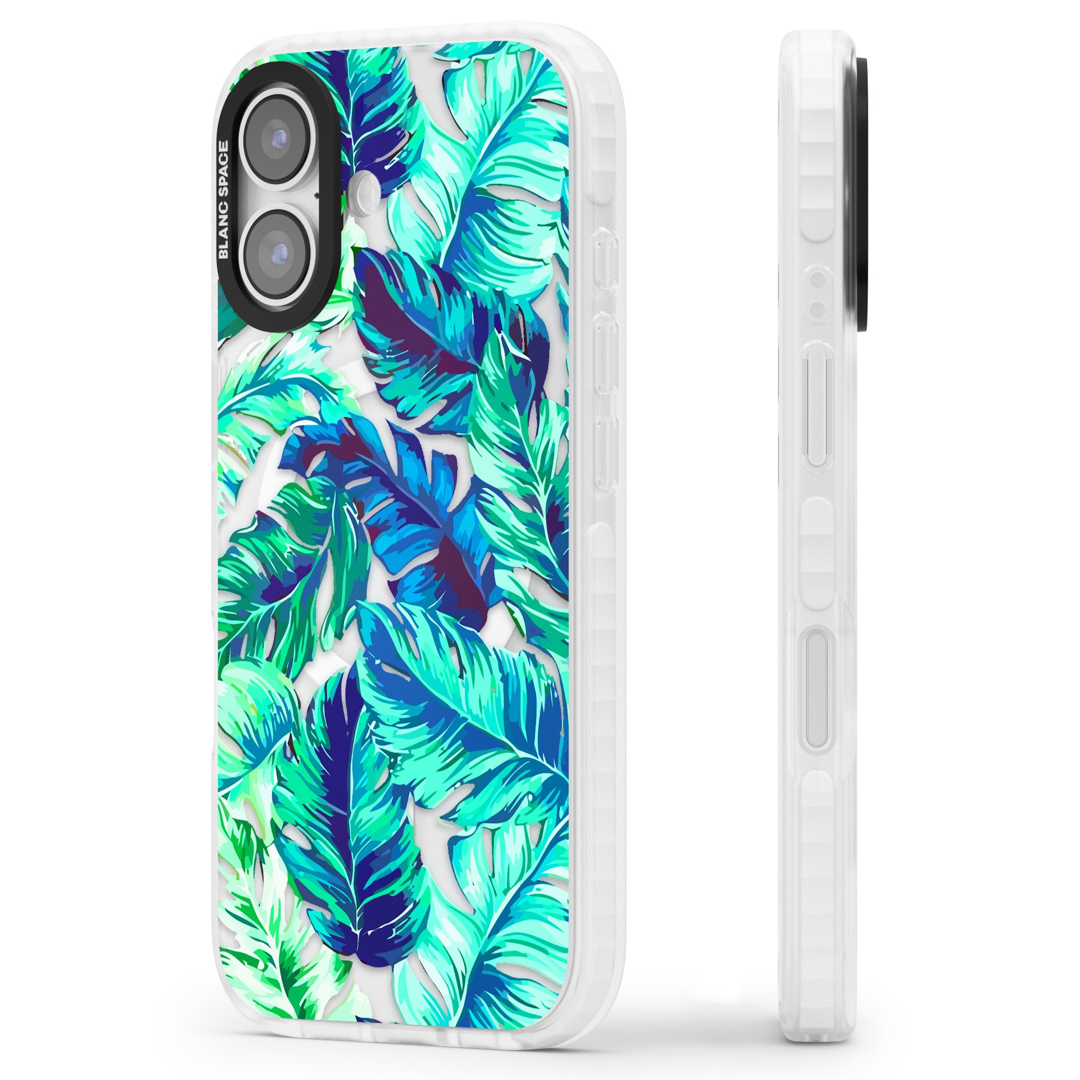 Tropical Palms iPhone 17 Impact Pro Clear Phone Case Side Profile