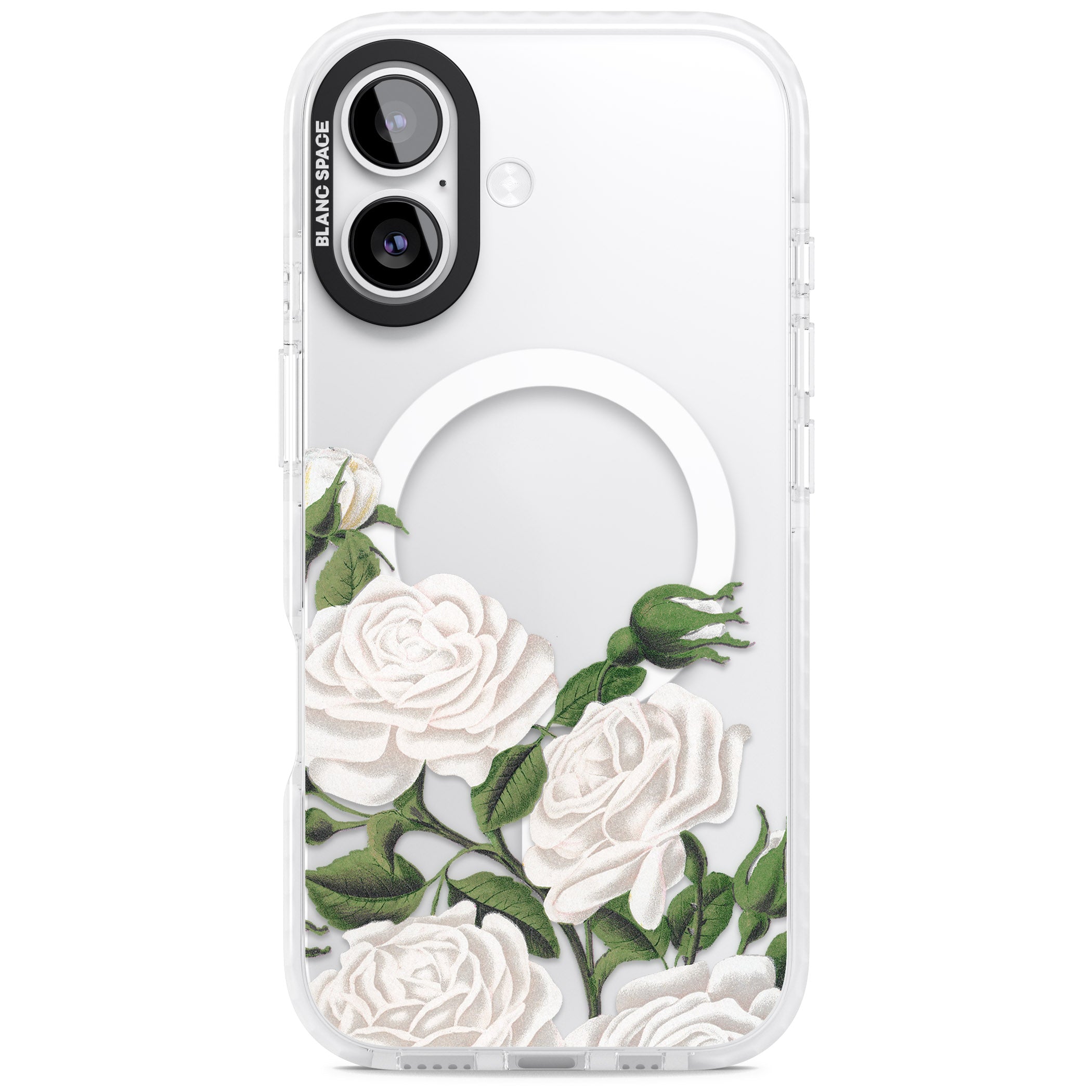 White Vintage Painted Flowers iPhone 17 Impact Pro Clear Phone Case