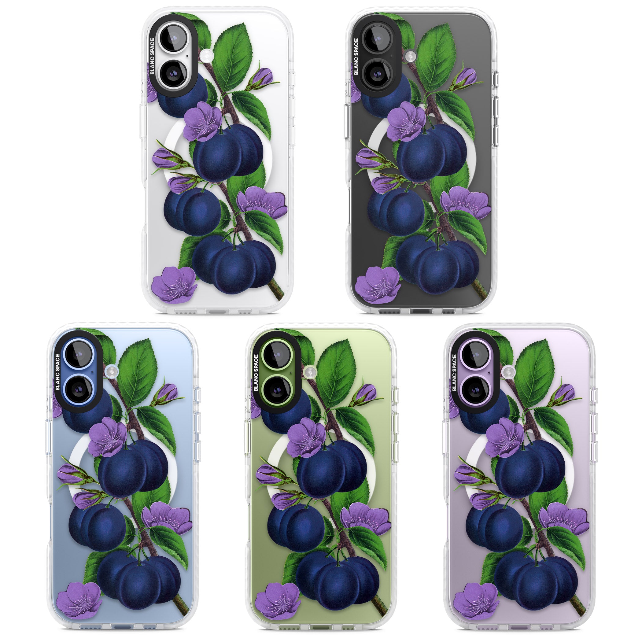 Vintage Painted Plums iPhone 17 Impact Pro Clear Phone Case APT Impact Protection
