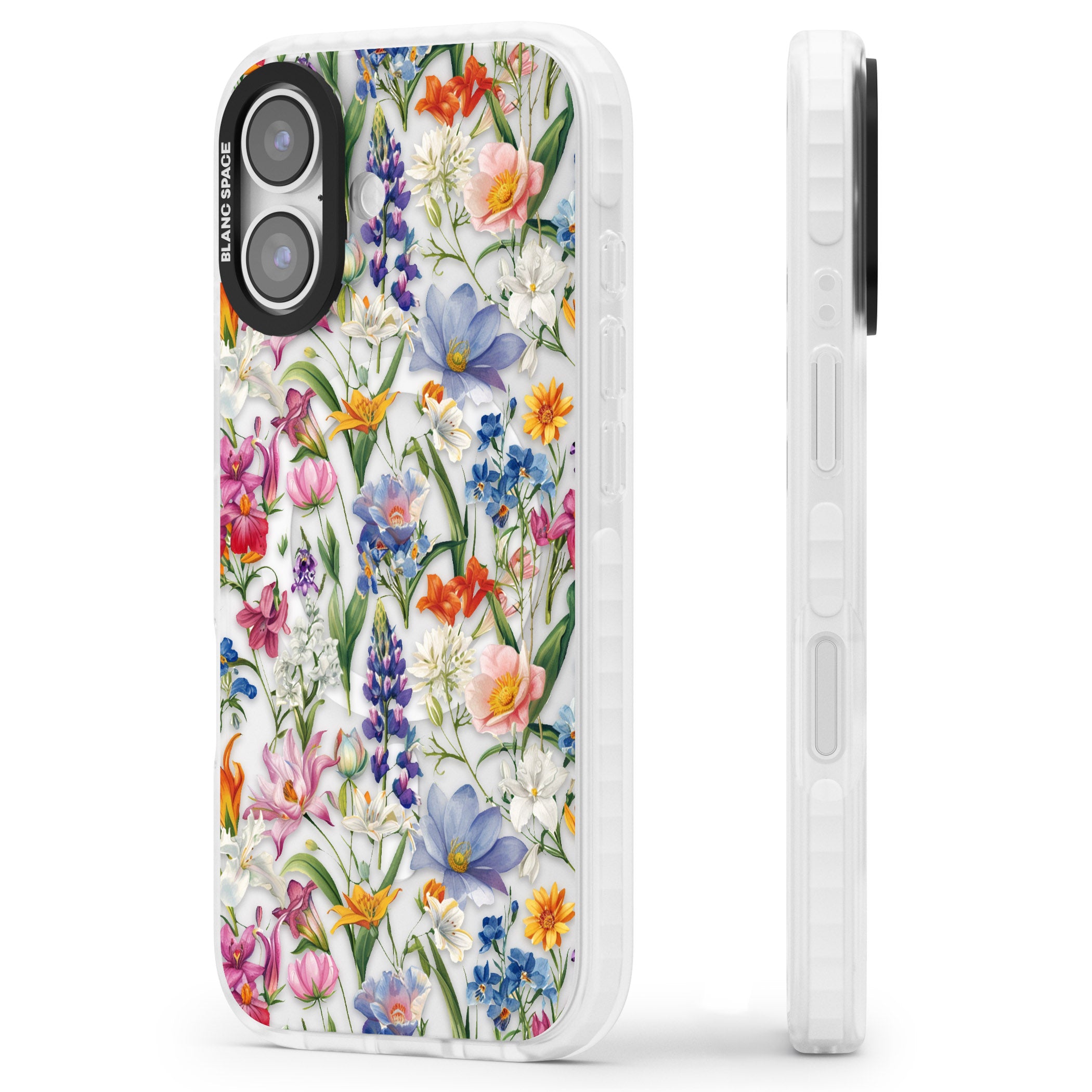 Vintage Wildflowers iPhone 17 Impact Pro Clear Phone Case Side Profile